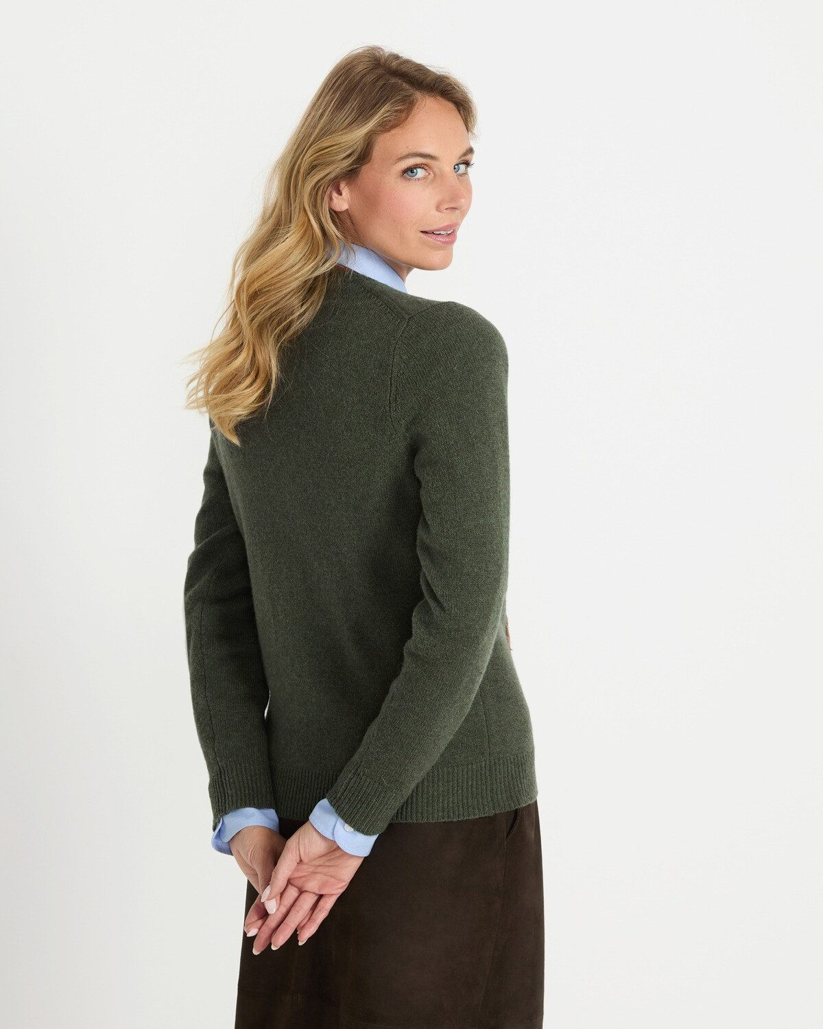 Highmoor Strickjacke Strickjacke mit Blatt-Stickereien