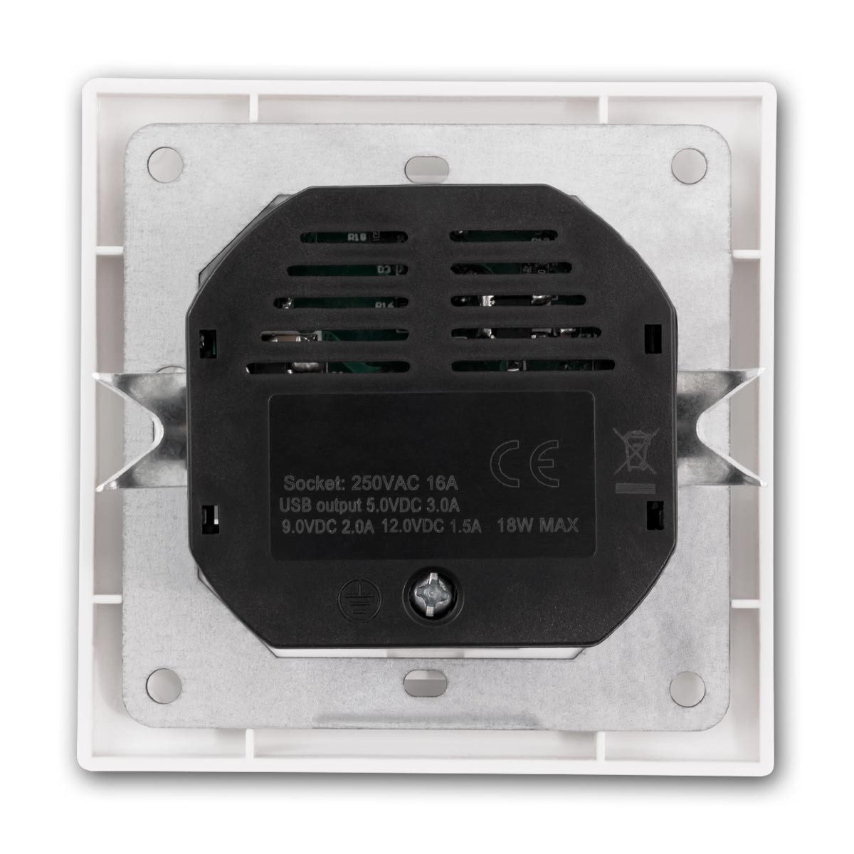 McPower Schuko-Stecker FLAIR Schuko-Steckdose weiß mit USB-C, m Rahmen