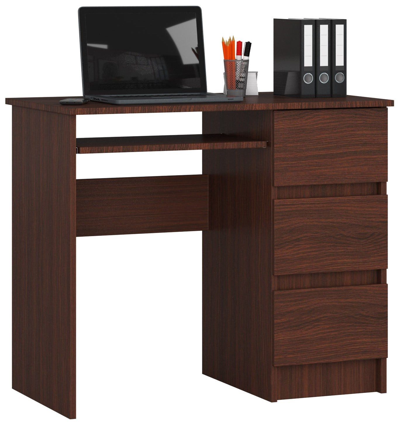 Raumhirsch Furniture Schreibtisch mit Tastaturauszug - zwei Tischvarianten - 90 cm breit, mit 3 Schubkästen - Kasten rechte Variante