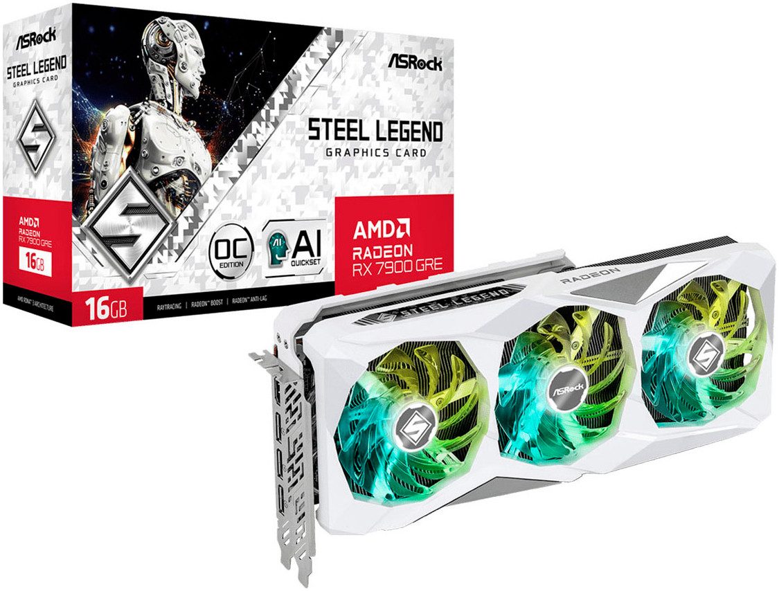 Asrock Radeon™ RX 7900 GRE Steel Legend 16 GB OC Grafikkarte (16 GB, GDDR6)