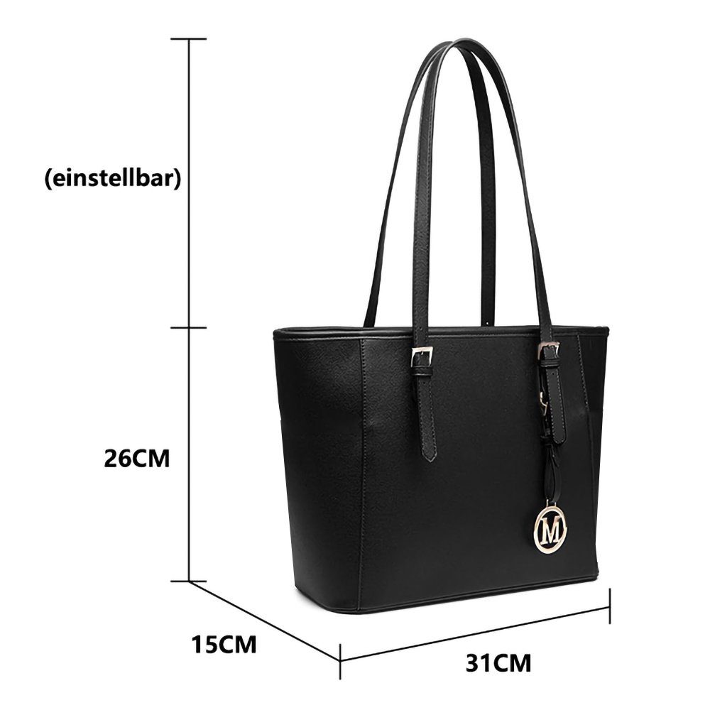 GelldG Handtasche Handtasche, Shopper Handtasche verstellbarem Schwarz Schultertaschen mit