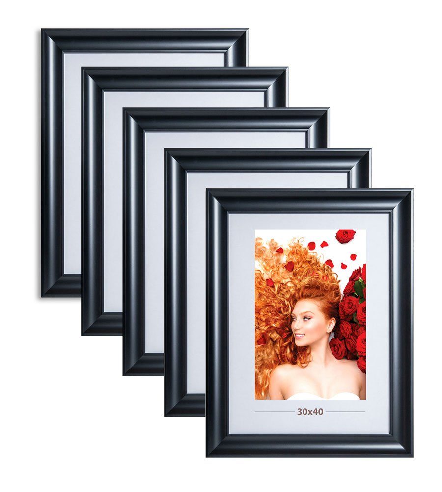 IDEAL TREND Bilderrahmen 2er 3er 5er Lifestyle Plexi Foto Rahmen Collage Wanddeko Poster 40D 5er Pack Schwarz