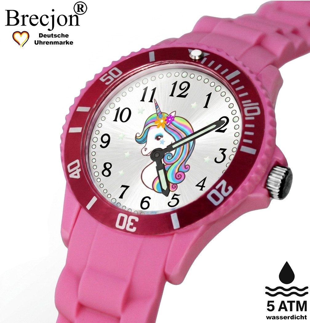 Brecjon Quarzuhr Kinder Armbanduhr Einhorn 5ATM Silikon, kostenloser Versand