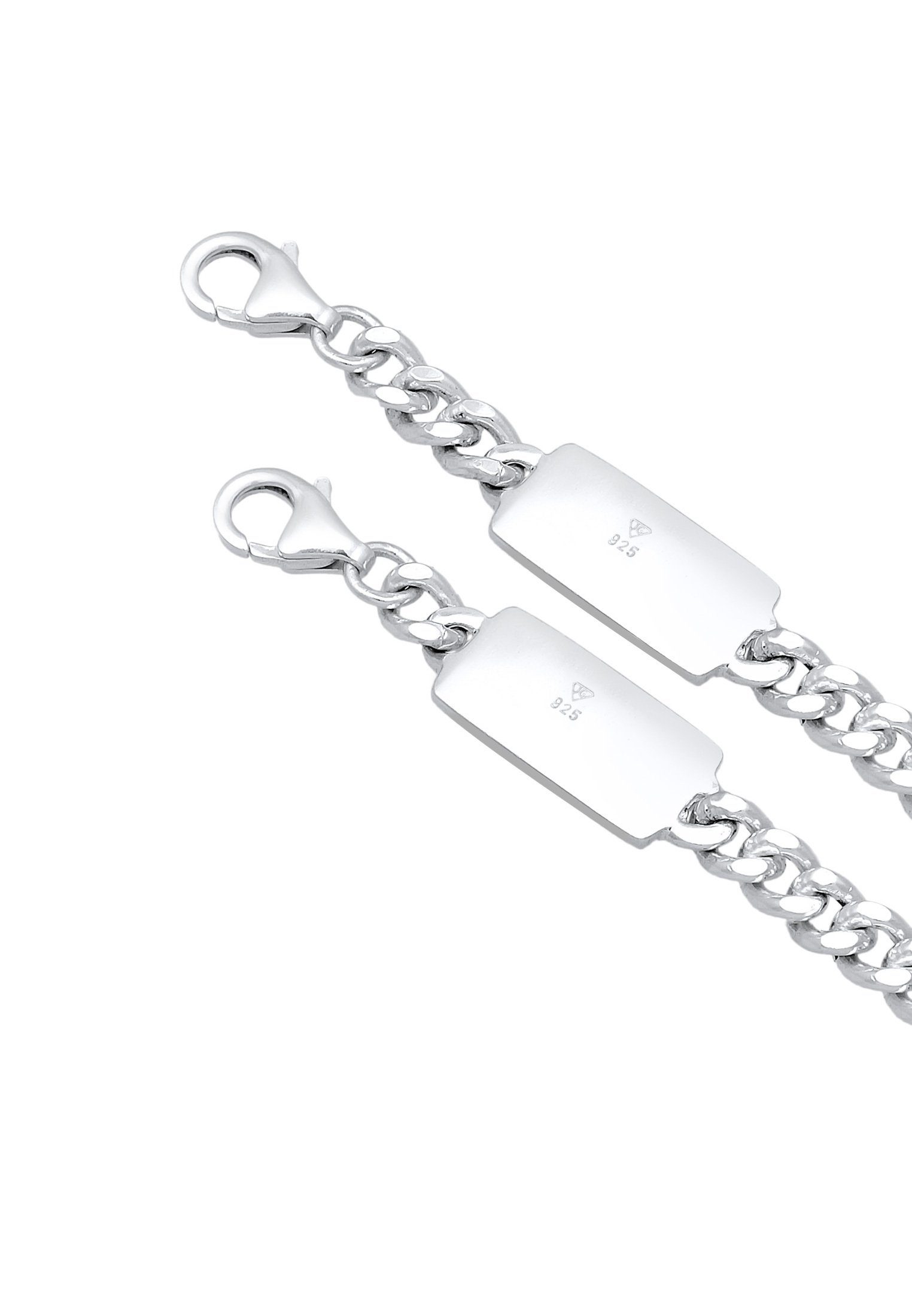 Kuzzoi Schmuckset Panzerketten Armband und Kette Basic 925 Silber, Schmuckset