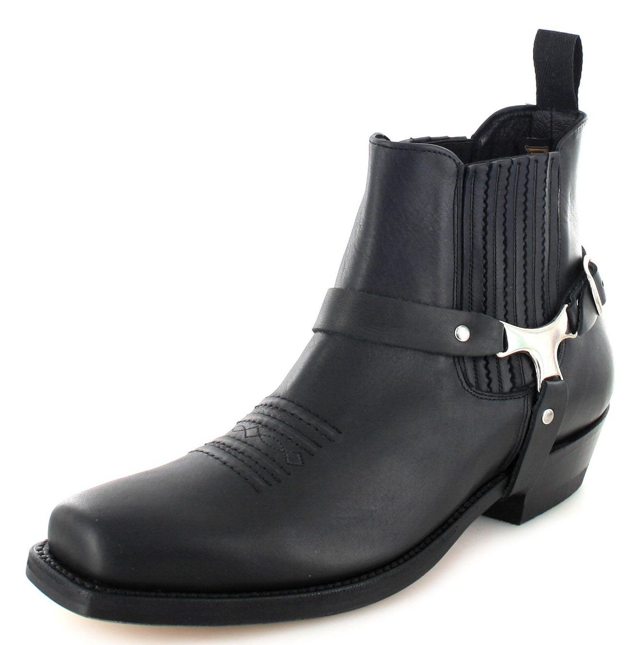 Mayura Boots MB024 Schwarz Bikerboots Rahmengenähte Bikerstiefelette