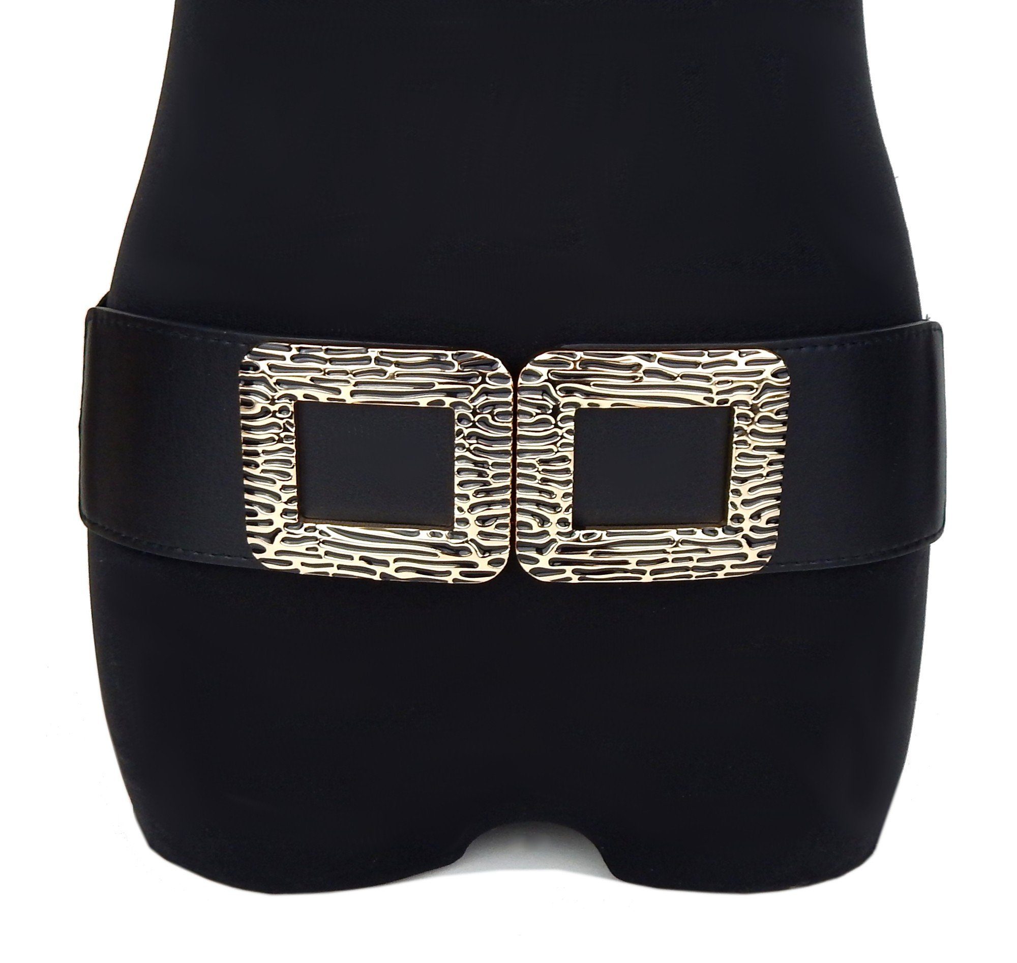 Ella Jonte Stretchgürtel stylisher Taillengürtel schwarz gold 75-95 cm günstig online kaufen