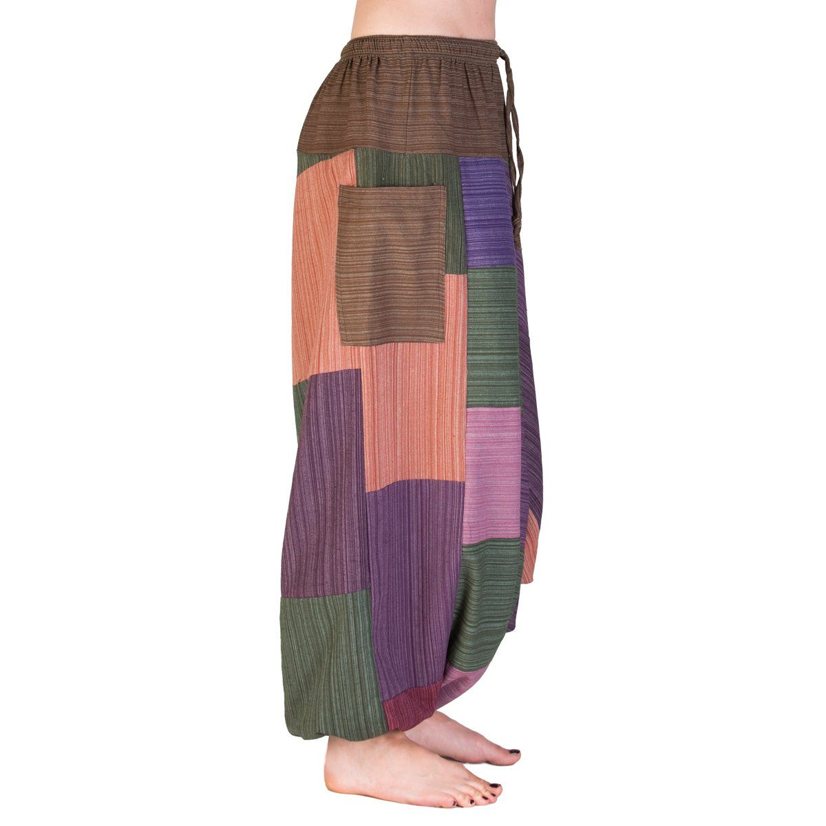 PANASIAM Pumphose Aladinhose Lini Haremshose aus 100% Baumwolle grob gewebt Pumphose für Damen bequeme Freizeithose Pluderhose