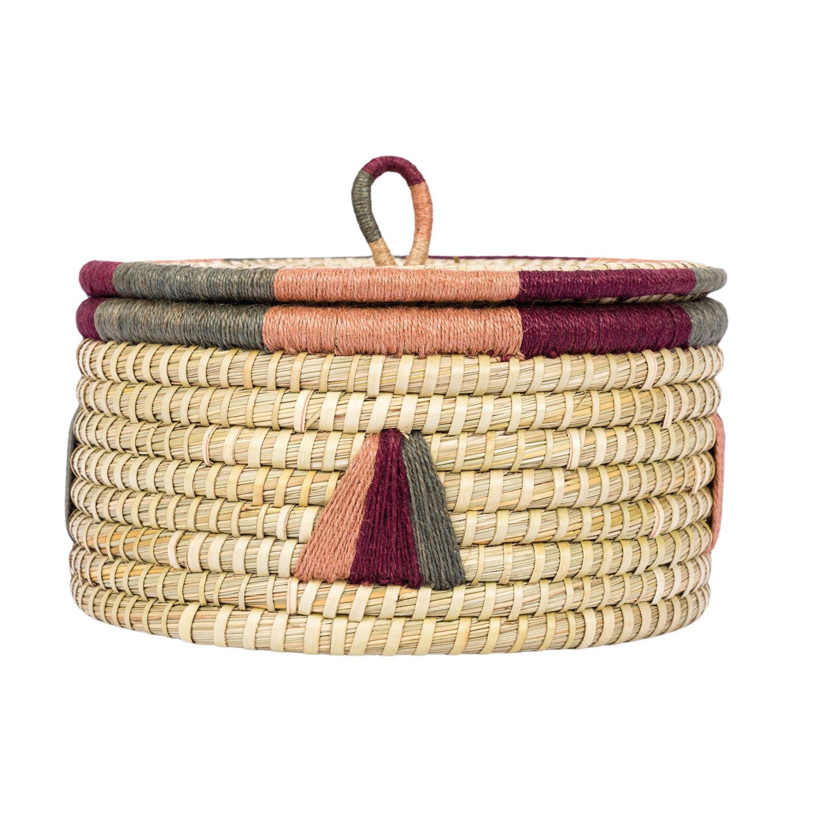 El Puente Aufbewahrungskorb Geflochtener Korb mit Deckel Bunt // Ø 35-cm // günstig online kaufen