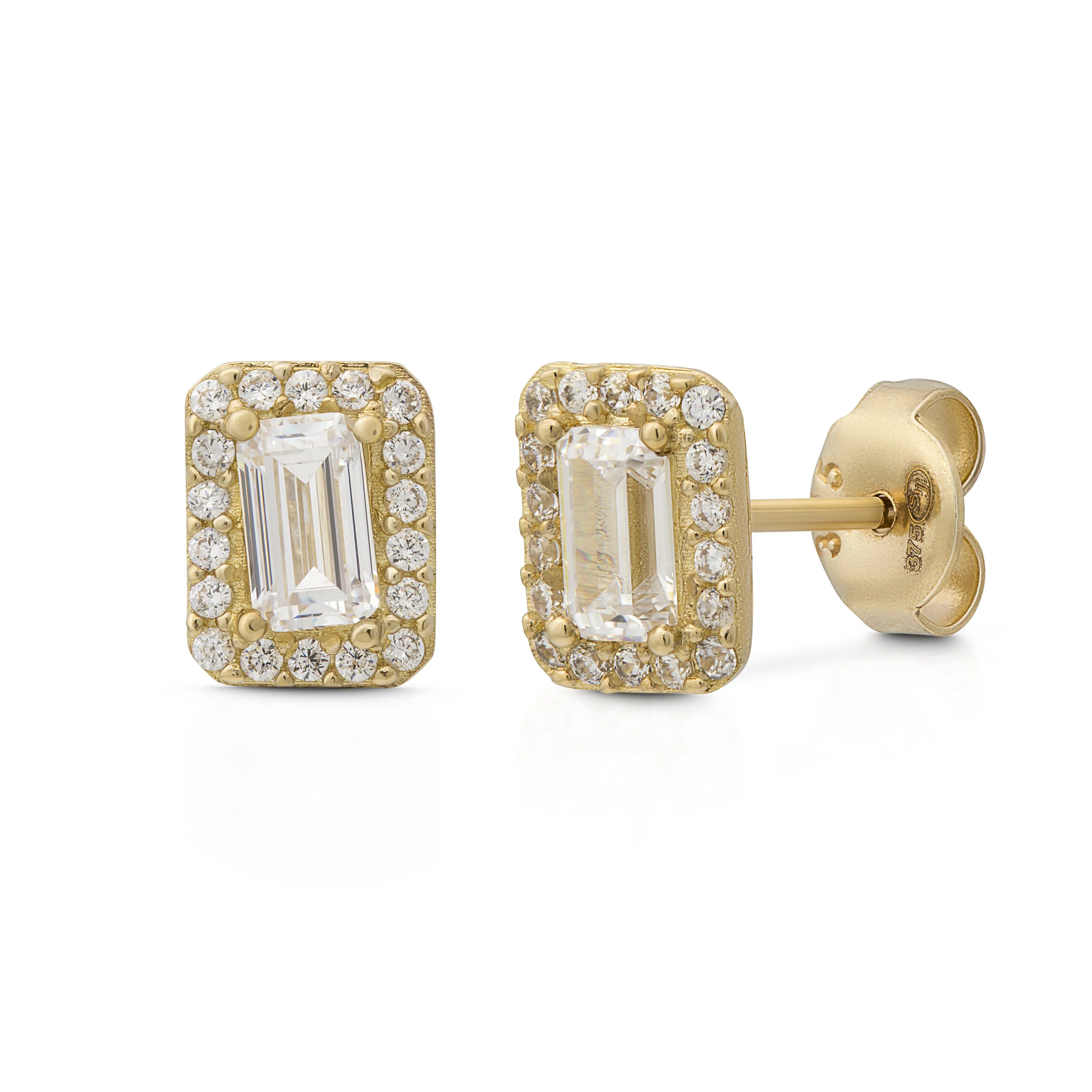 Suzan Gold Paar Ohrstecker 375er Gold Ohrstecker – Forever Design für Damen, zeitlos & elegant, Gelbgold 375, Zirkonia-Steine