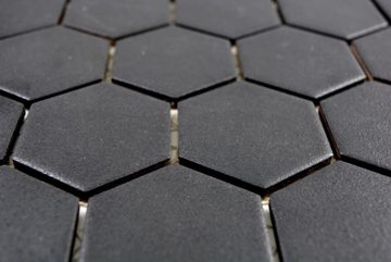 Mosani Mosaikfliesen Hexagonale Sechseck Mosaik Fliese Keramik schwarz