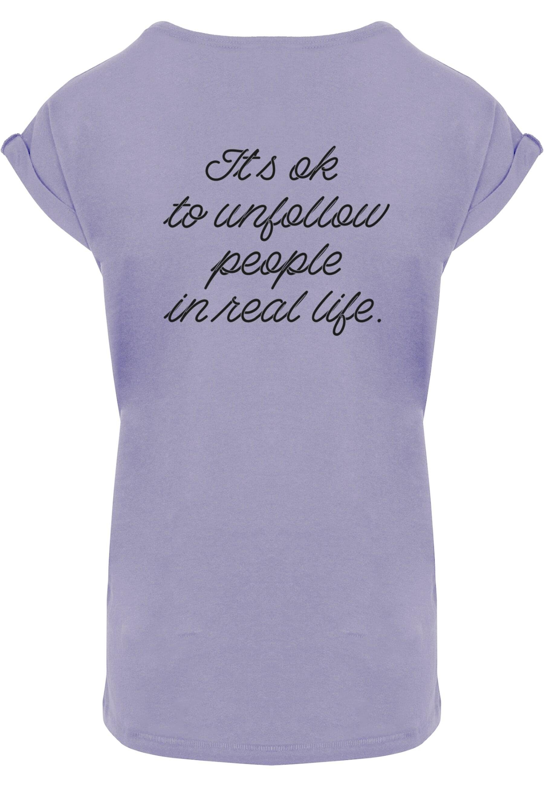 Damen (1-tlg) Extended Tee Shoulder lilac T-Shirt Ladies Merchcode Heartbreak