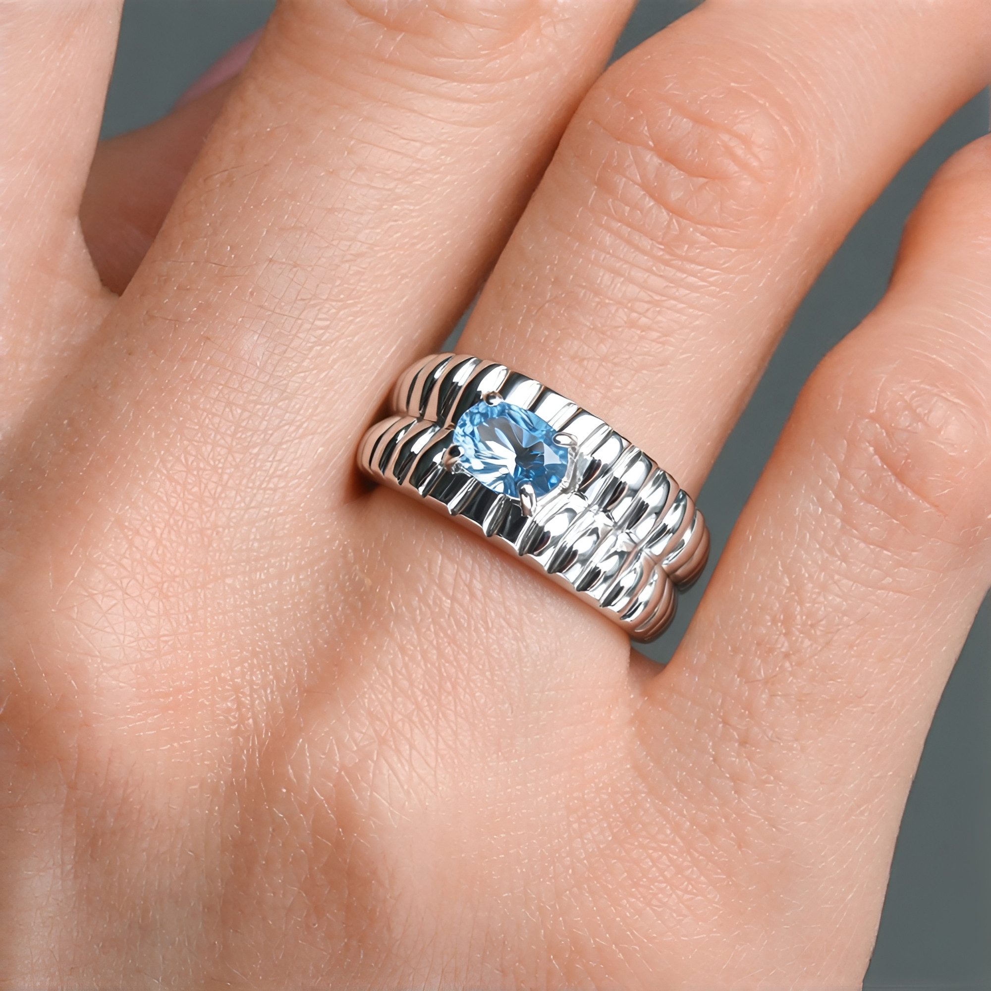 Cavill Solitärring Cavill Ring 0,82 ct Topas Oval 925 Sterling Silber Blau günstig online kaufen