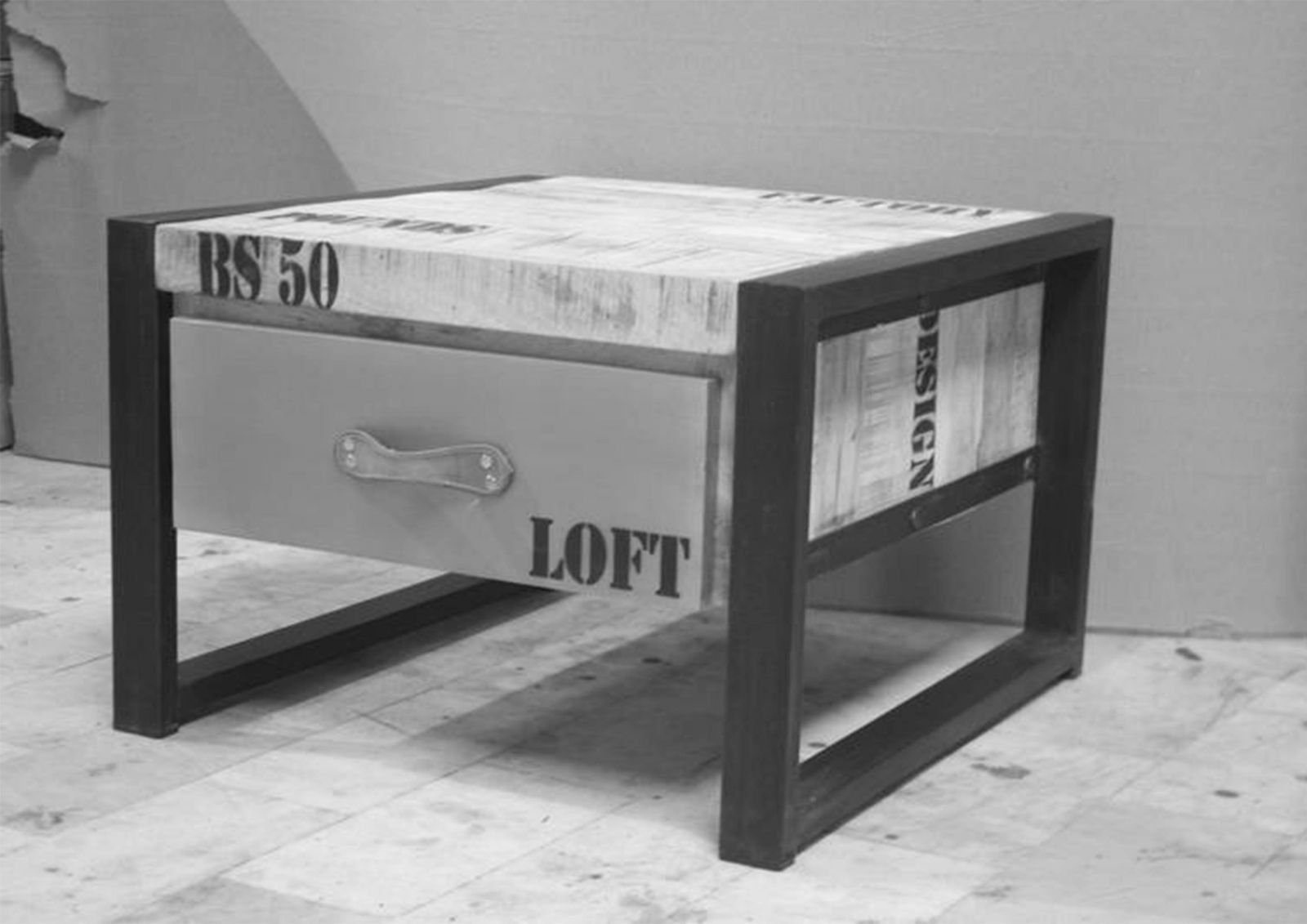 Massivmoebel24 Couchtisch FACTORY (Massivholz, Massivholztisch), Couchtisch Mango 60x60x40 natur bedruckt FACTORY #127