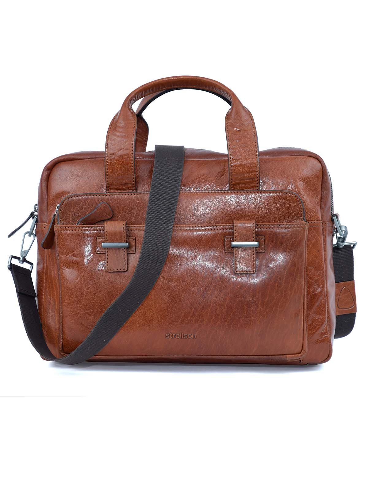 Strellson Messenger Bag STRELLSON-Leather Briefbag SUTTON SHF Cognac