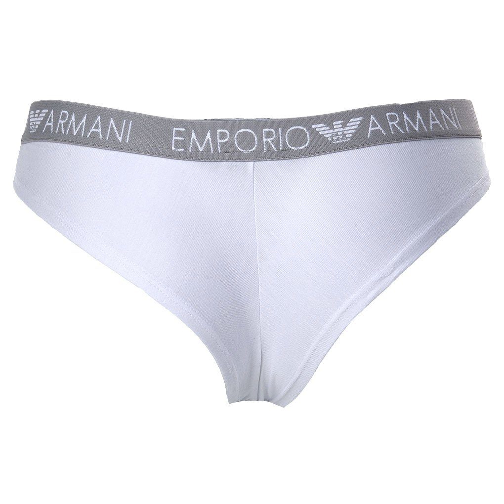 Emporio Armani Slip Damen Slips, 2er Weiß/Schwarz Stretch Pack Brazilian - Briefs