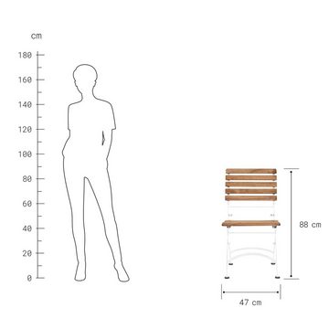 BUTLERS Gartenstuhl PARKLIFE Gartenstuhl klappbar 2er-Set, Gartenstuhl aus Akazienholz und Metall - klappbarer Balkonstuhl