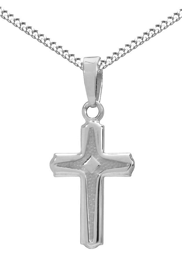 Firetti Kette mit Anhänger Schmuck Geschenk Silber 925 Halsschmuck Halskette Panzerkette Kreuz, zu Hoodie, Kleid, Shirt, Jeans, Sneaker! Anlass Geburtstag Weihnachten