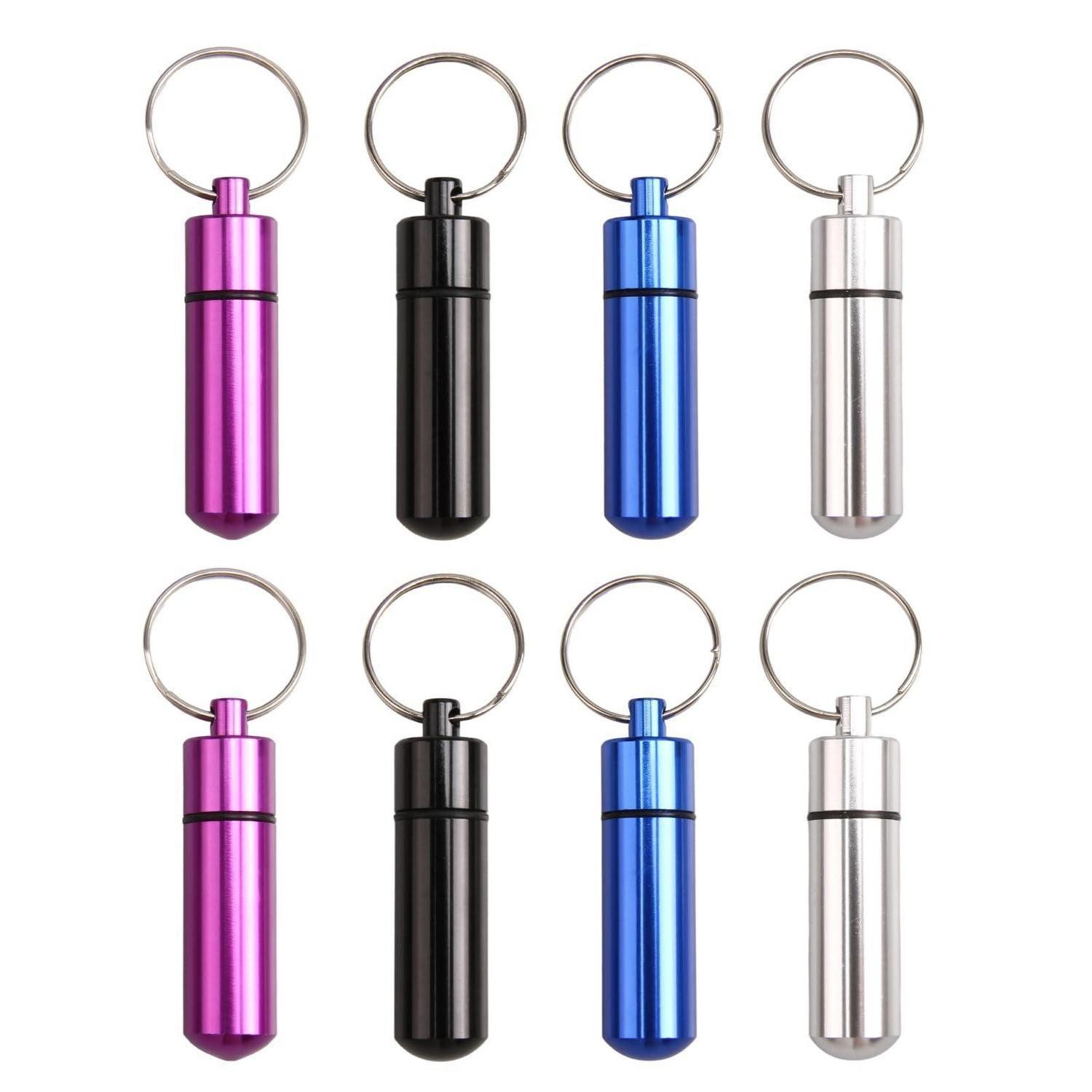 LuxusKollektion Pillendose Pillendose Schlüsselanhänger Metall 8er Set Wasserfest (8 St)