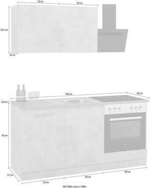 wiho Küchen Küche Cali, wahlweise mit E-Geräten, Breite 160 cm