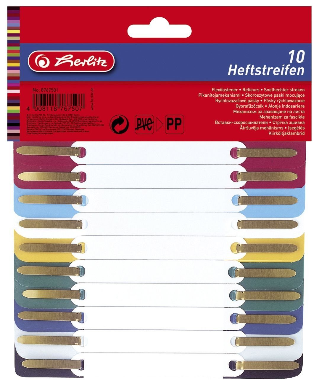 Herlitz Abheftstreifen Herlitz Heftstreifen PP farb.sort. 3.4x15cm 10er Hängep.