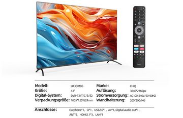 CHiQ U43QM8G QLED-Fernseher (108,00 cm/43 Zoll, 4K Ultra HD, Smart-TV, Google TV, Metall Rahmlos design, Google Assistant, Quantum Dot 4K)