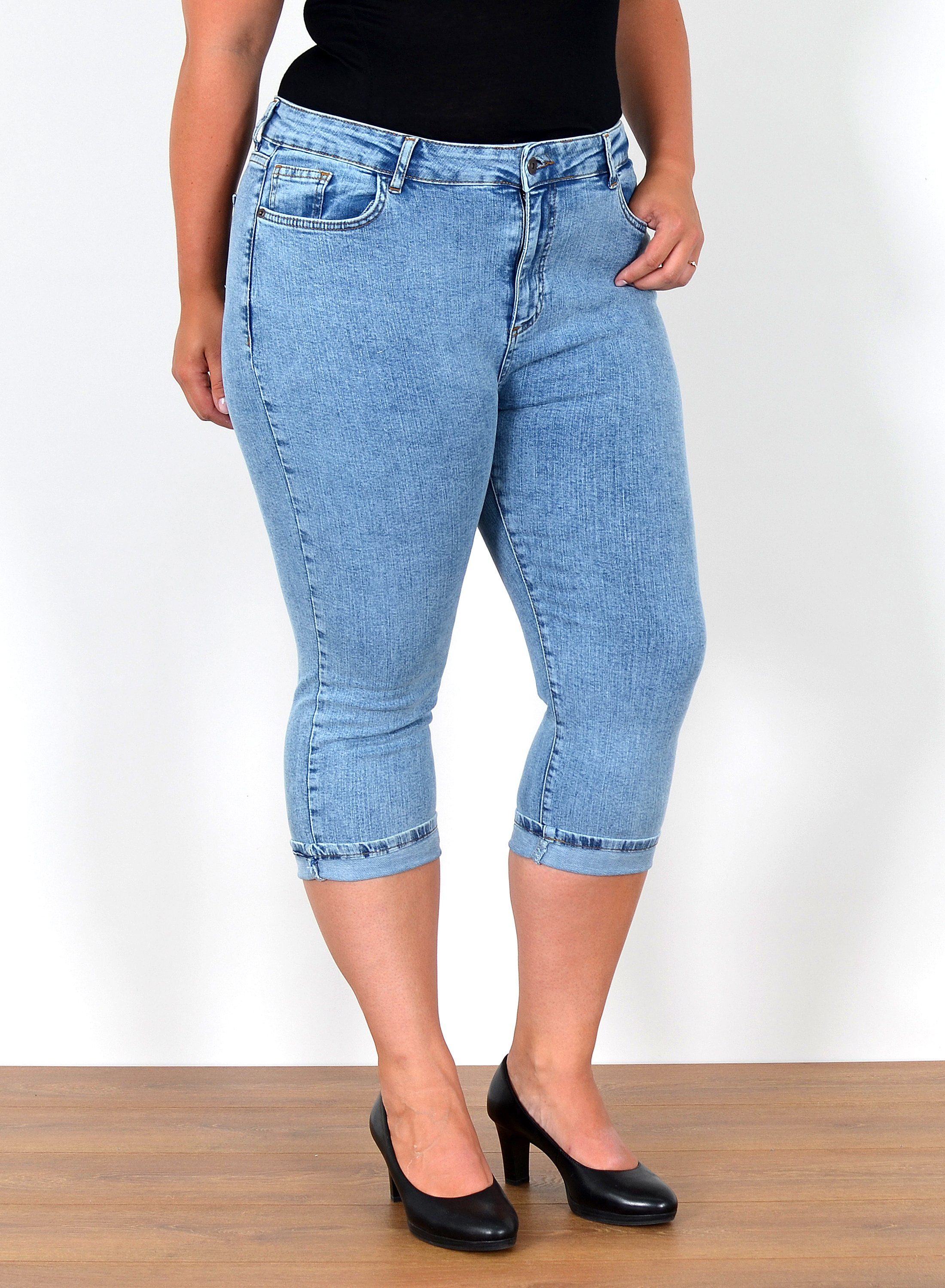 ESRA 3/4-Jeans C150 Capri Jeans Damen High Waist Hose Stretch, 3/4 Jeanshose Damen Capri bis Übergröße Plus Size Große Größen, 3/4 Jeans Capri Damen Hose Sommer Hoch Bund mit Rissen, 3/4 Hose Damen Jeans Sommer High Rise Destroyed Look, Caprijeans Damen hohe Leibhöhe mit Stretch Curvy, Damen Taille Jeans Capri Hose 7XL, Damen Jeans Sommer Capri Dreiviertel Hose mit Rinsed Look, Jeans Damen Heans Hose Damen Hose, High Waist Jeans Damen High Waist, Kurze Damen Jeans Stretch Damen Jeans Shorts Jeans Damen Kurz, Damen Sommer Jeans Damen Sommer, Damen Capri Jeans Damen Capri Hose, Damen 3/4 Jeans Damen 3/4 Hose