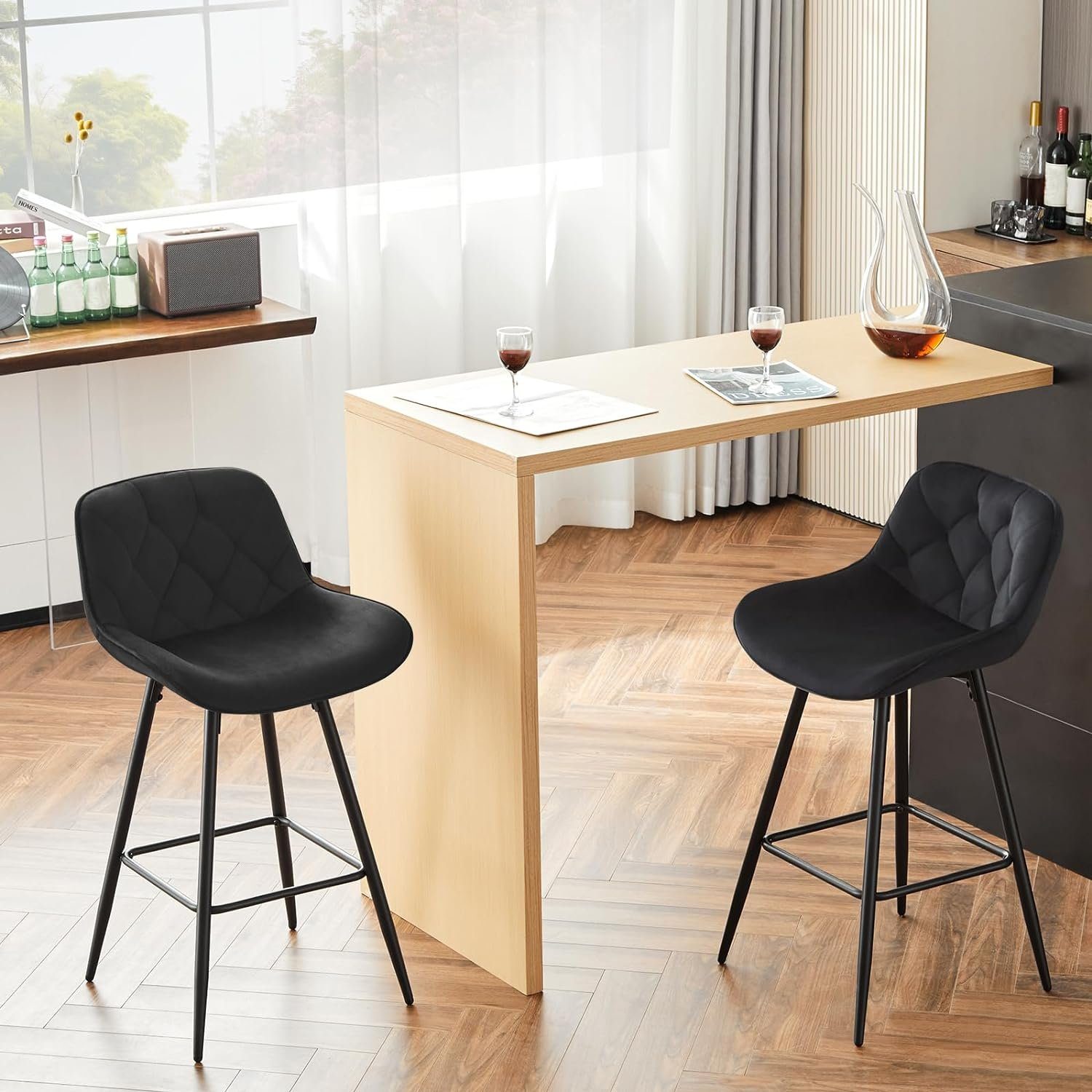 EUGAD Barhocker (4 St), Samt Barstühle, ergonomisch, mit Metallbeinen, Fußs günstig online kaufen