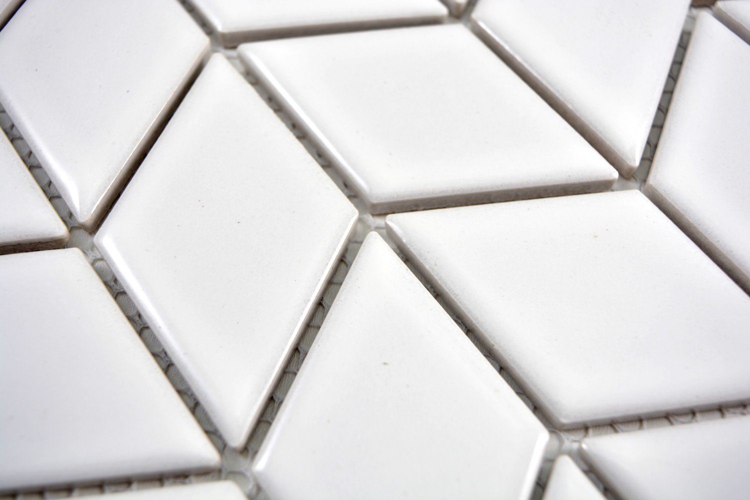 Keramik Mosani Retro Diamant Fliese Welle Mosaik Mosaikfliesen glänzend weiß Küche