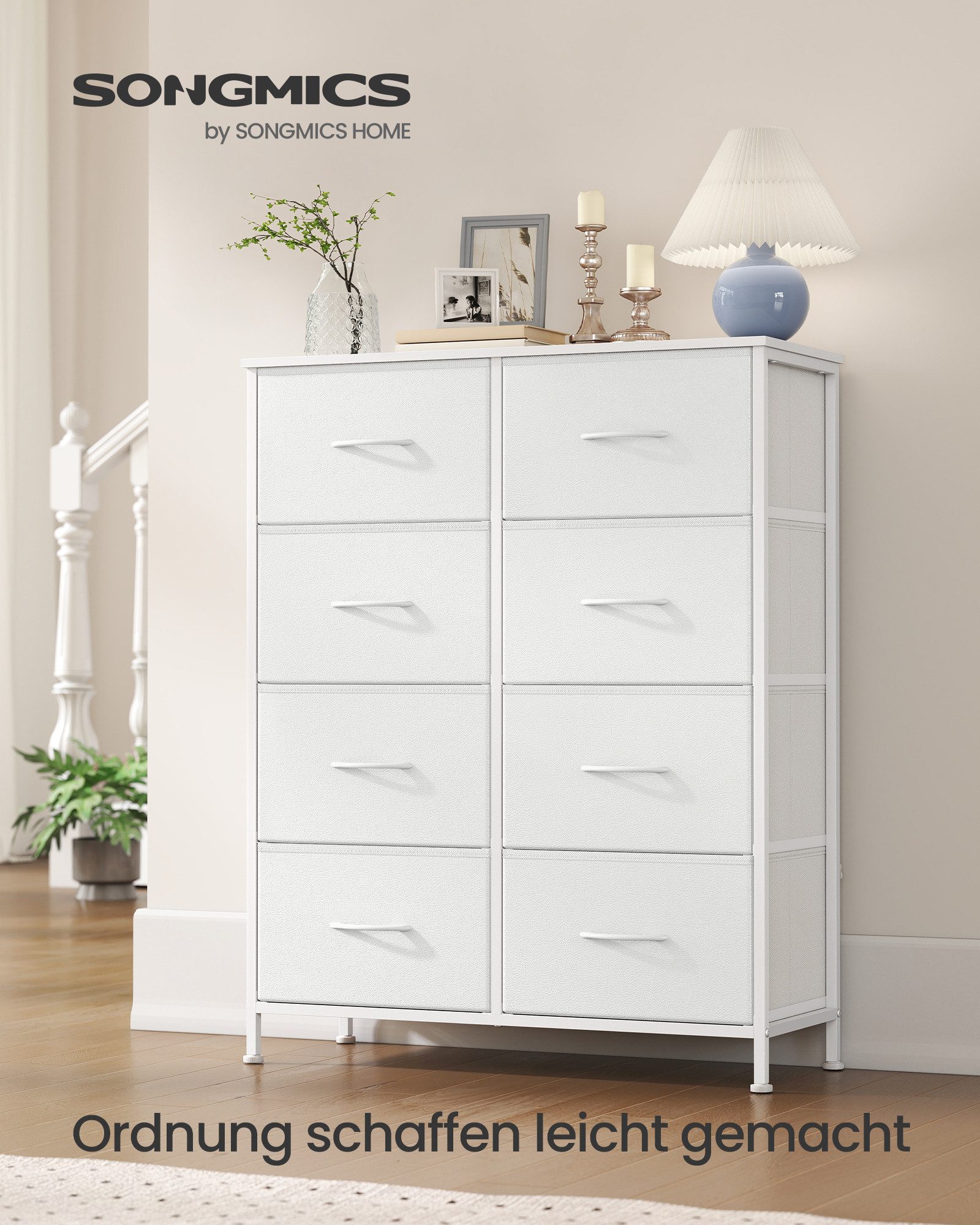 SONGMICS Kommode Schrank mit 5/6/7/8/9 Schubladen, Aufbewahrungsschrank, Stahl, MDF, Vliesstoff, für Schlafzimmer