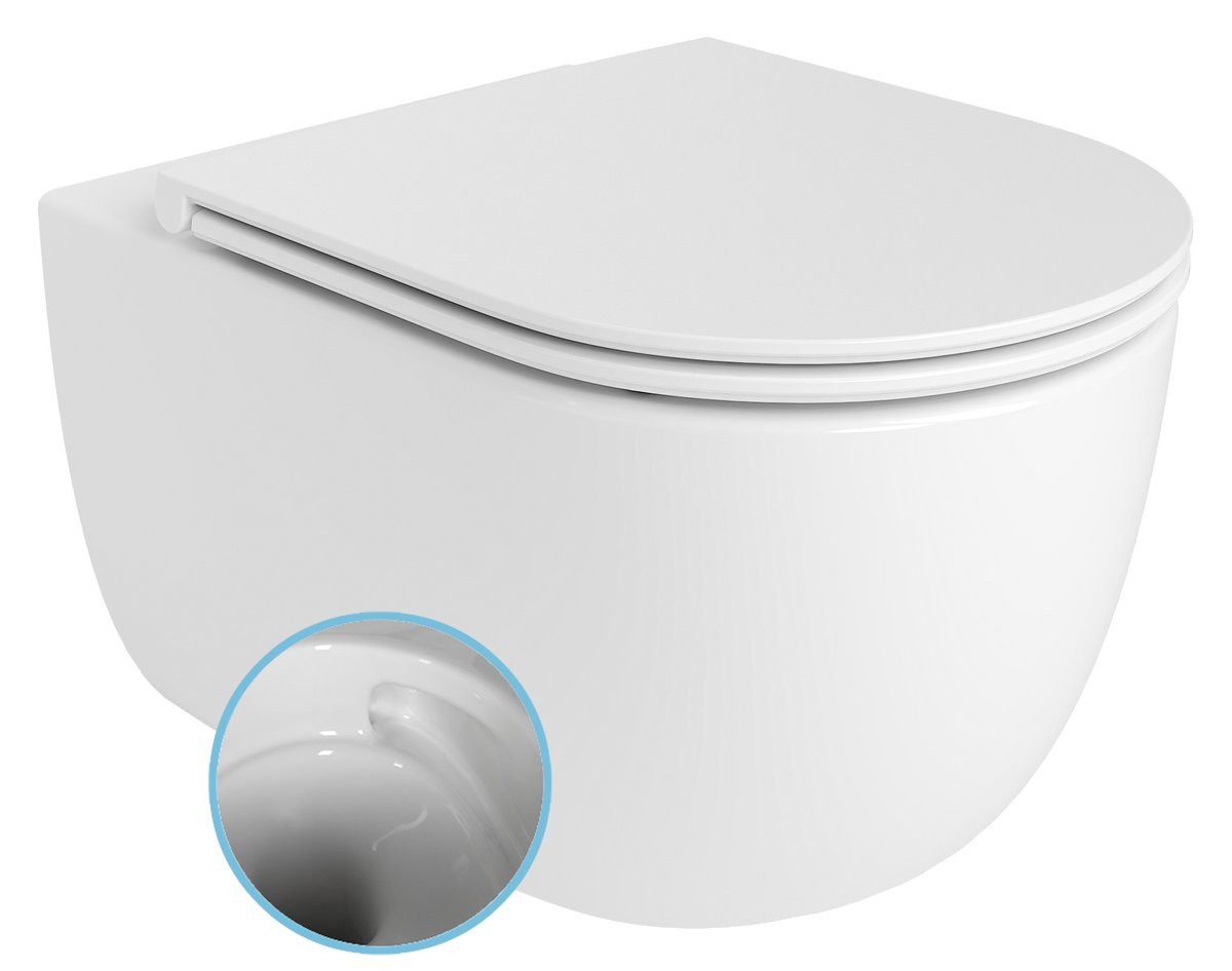 Bruckner Tiefspül-WC GLANZ Hänge-WC, Vortex Rimless, 36x52,5cm, Weiß, Bruckner-201-336-4