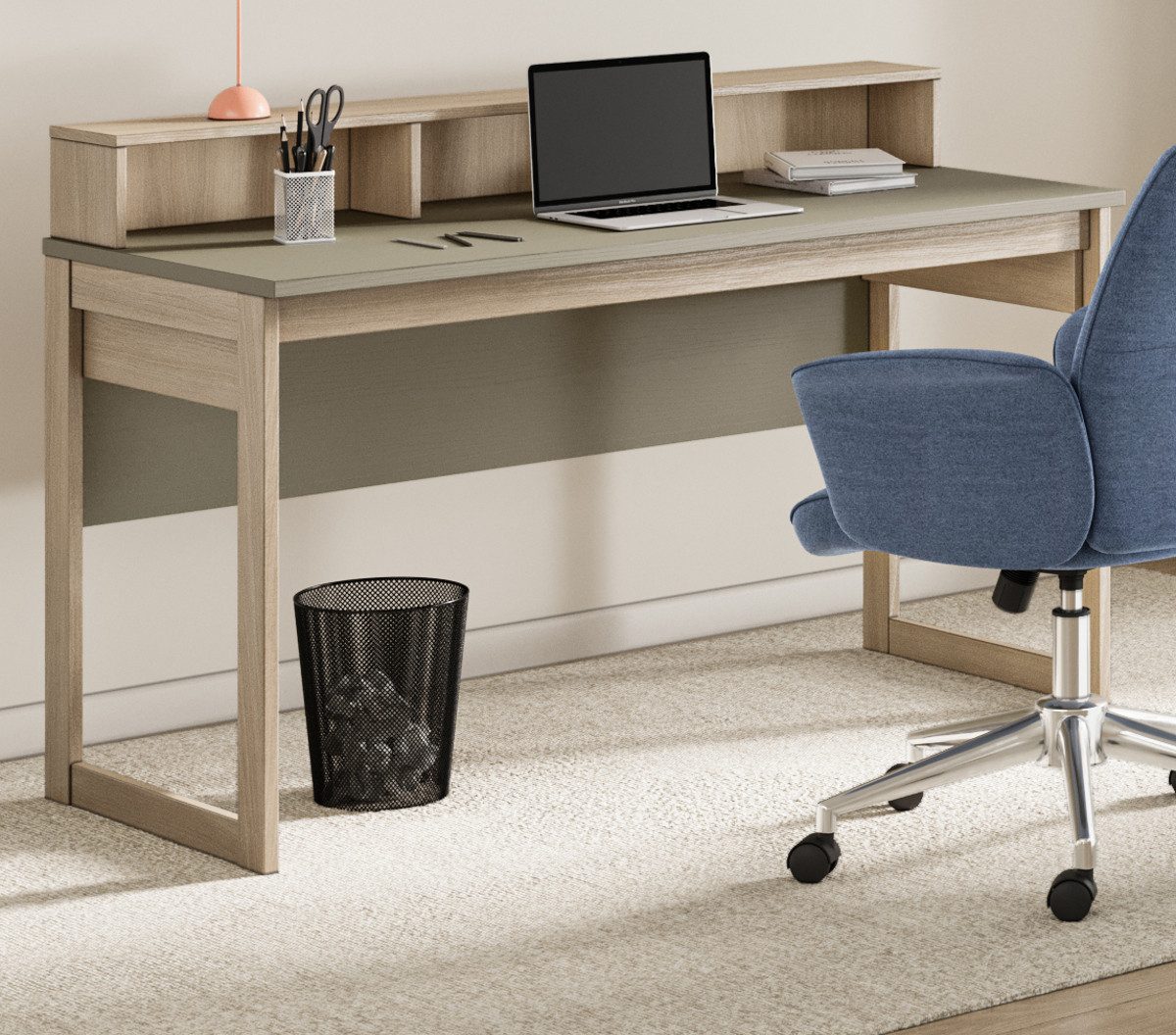 Furn.Design Schreibtisch Finnes (Laptop Tisch in Salbei und Eiche Natur, 120 x 60 cm), Scandi-Design
