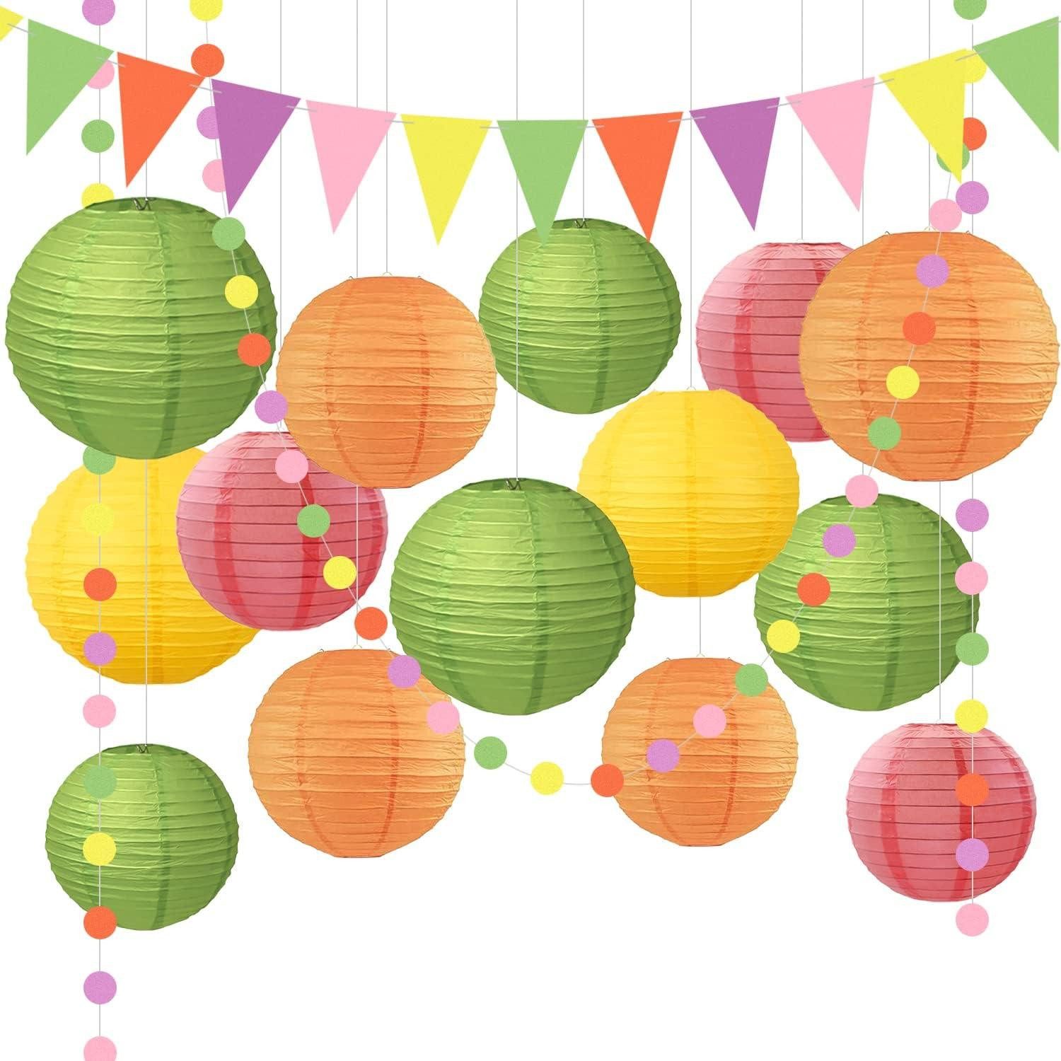 Hängedekoration Sommer Party Deko Papierlaterne Hawaii Gartenparty Lampion Gelb Orange