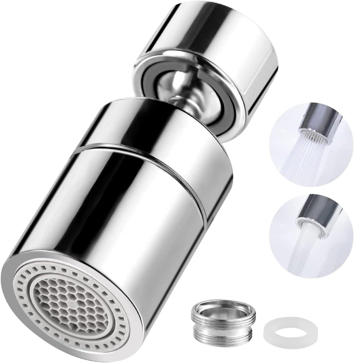 FELIXLEO Wasserhahnfilter 360° Wasserhahn Aufsatz schwenkbar M22/M24 Perlator 2 Strahl Küche Bad