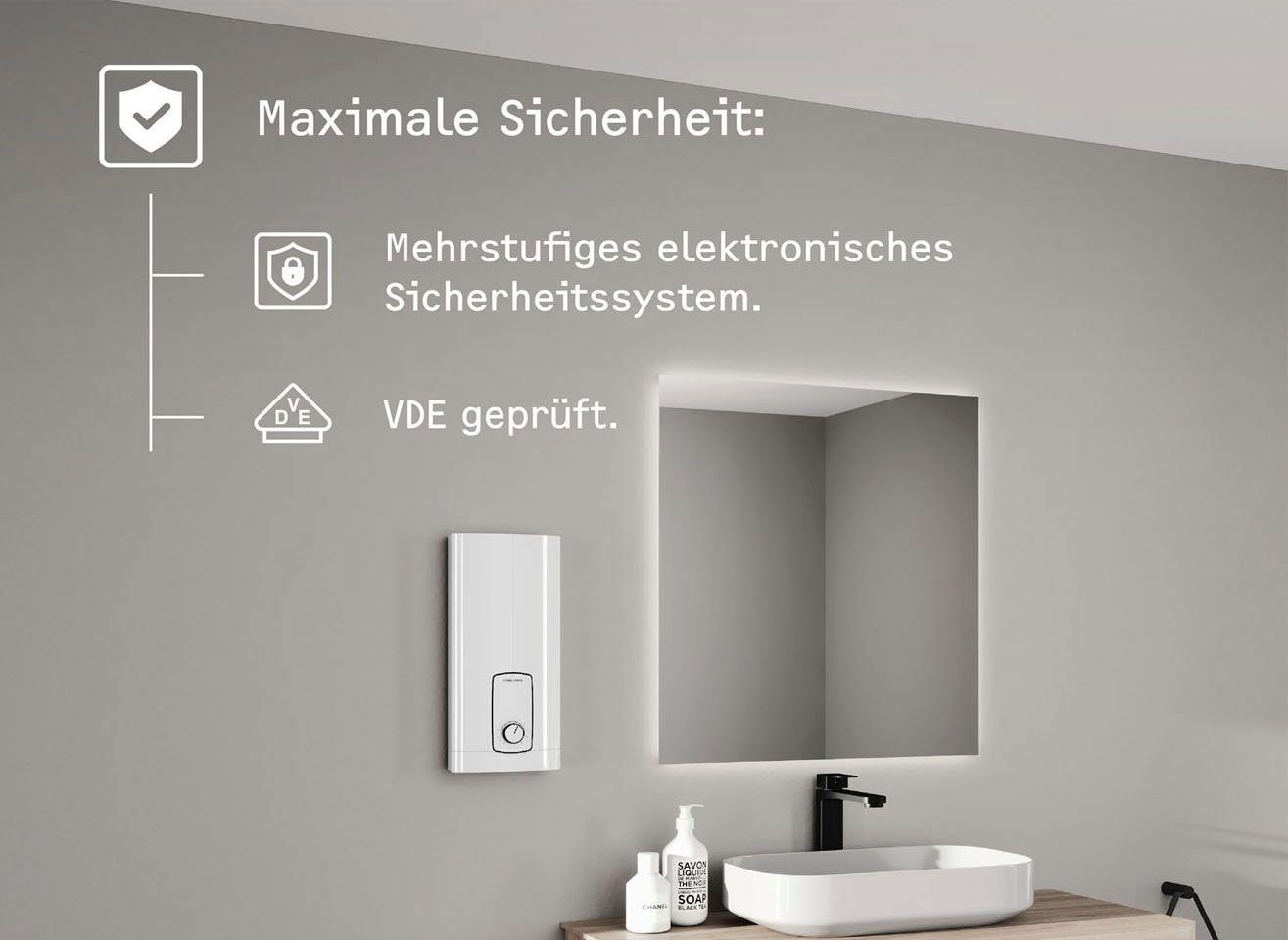 STIEBEL ELTRON Komfort-Durchlauferhitzer DHB 18/21/24 ST Trend, gradgenaue Temperaturwahl, elektronisch, min. 20 °C, max. 60 °C, 3i Technologie für konstante Warmwassertemperatur