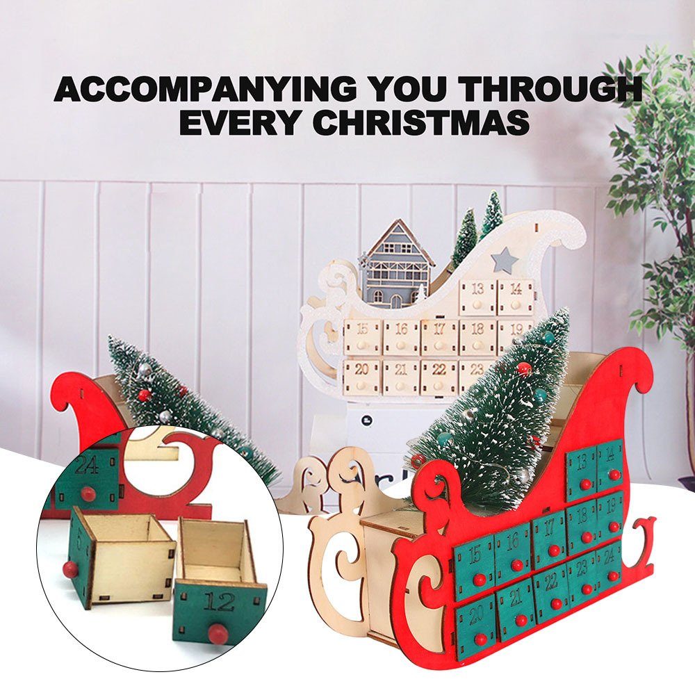 red 24-Tage-Weihnachts-Countdown-Kalender Holz Blusmart Mit Adventskalender Aus Verschleißfestem
