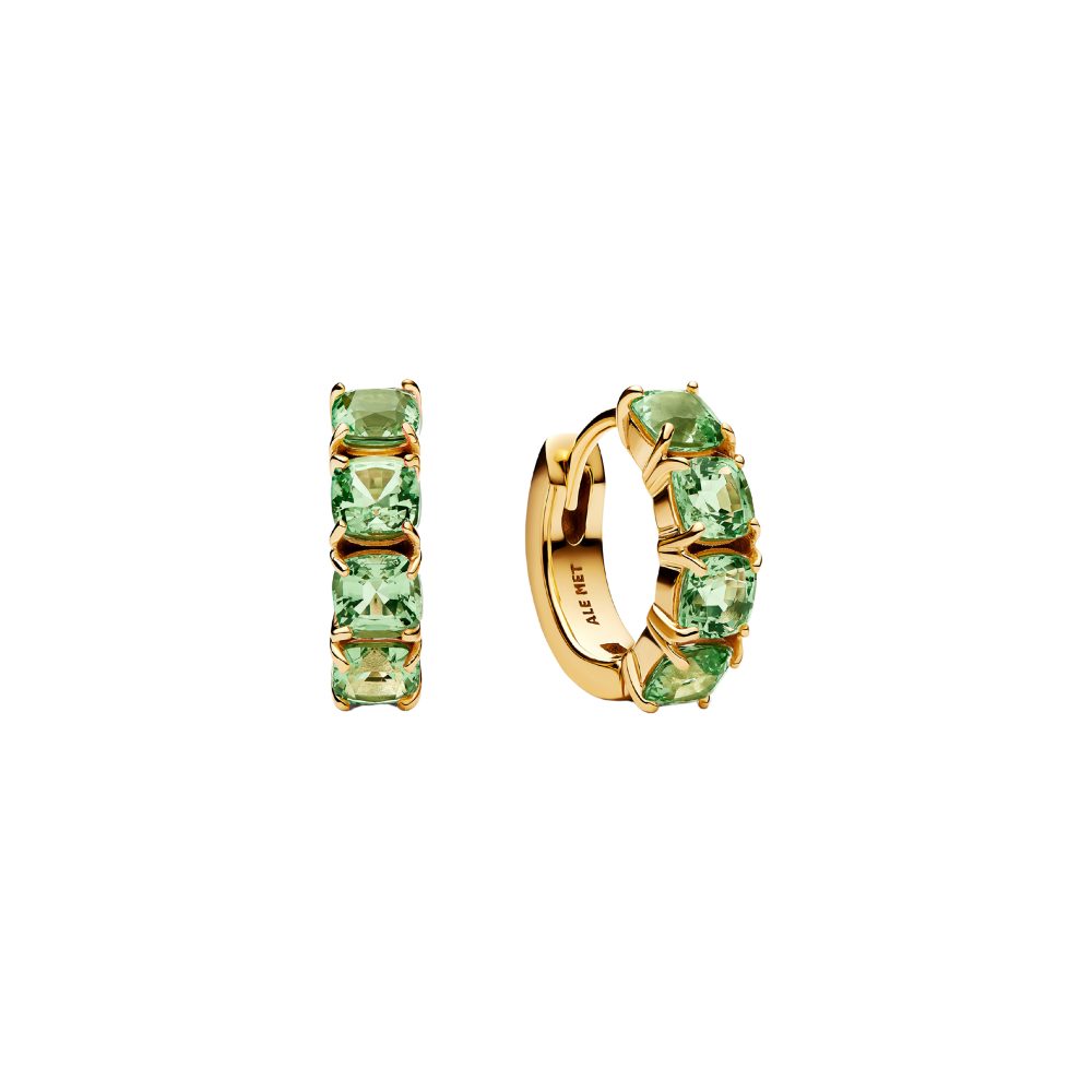 Pandora Paar Creolen 263851C01, .Pandora, Kollektion Timeless, Creolen, Vergoldet, Grün, Kristalle