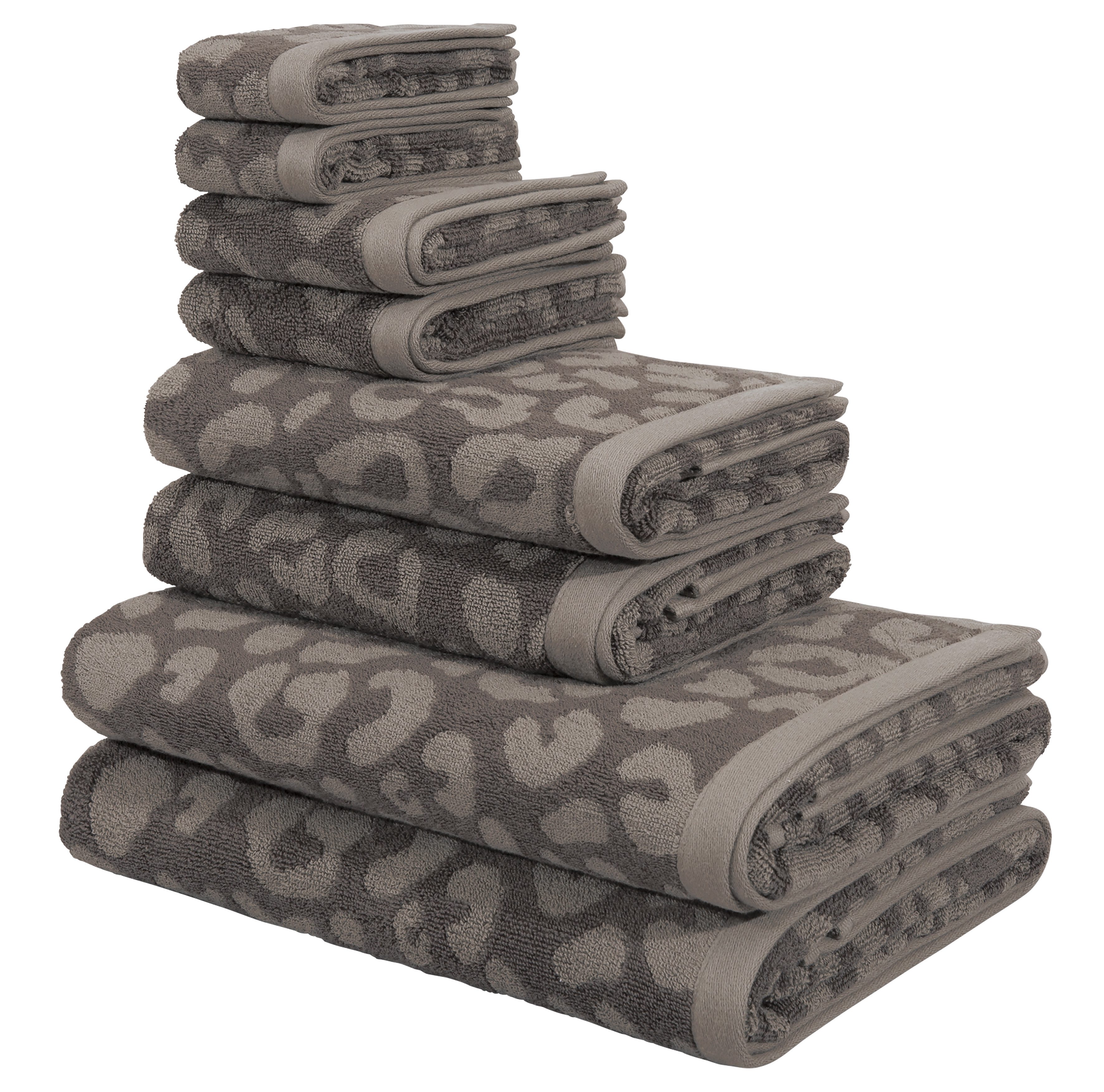 OTTO home Handtuch Set Regona Leo, 8 tlg. Set, Premium Handtücher, 100% Baumwolle, 550 gr/m², Frottier (8-St), Animal Print, Duschtücher, Handtücher, Gästetücher, Seiftücher