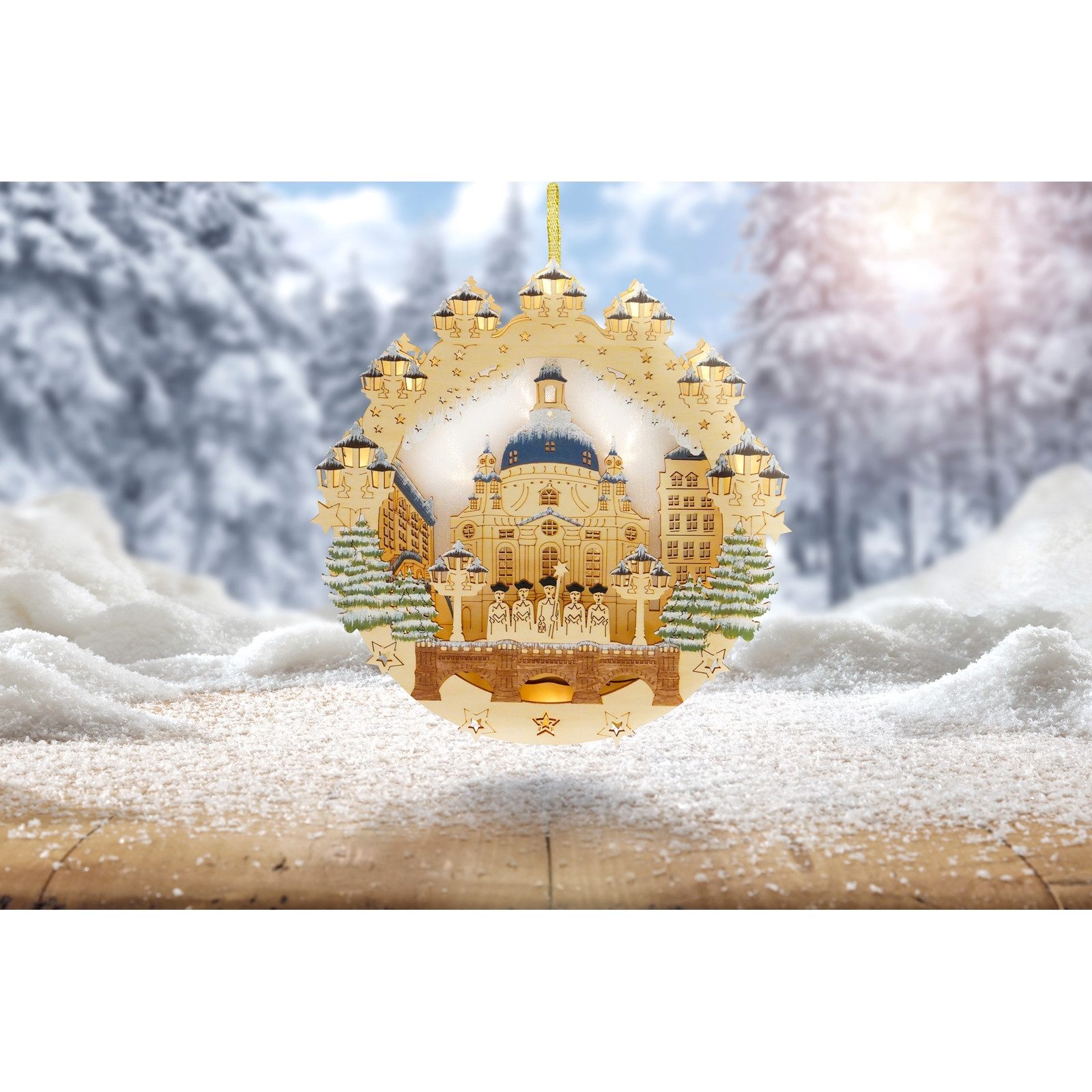 HTI-Living Beleuchtetes Fensterbild LED Fensterbild Kirche mit Sternensinger, Weihnachtsdeko batteriebetrieben