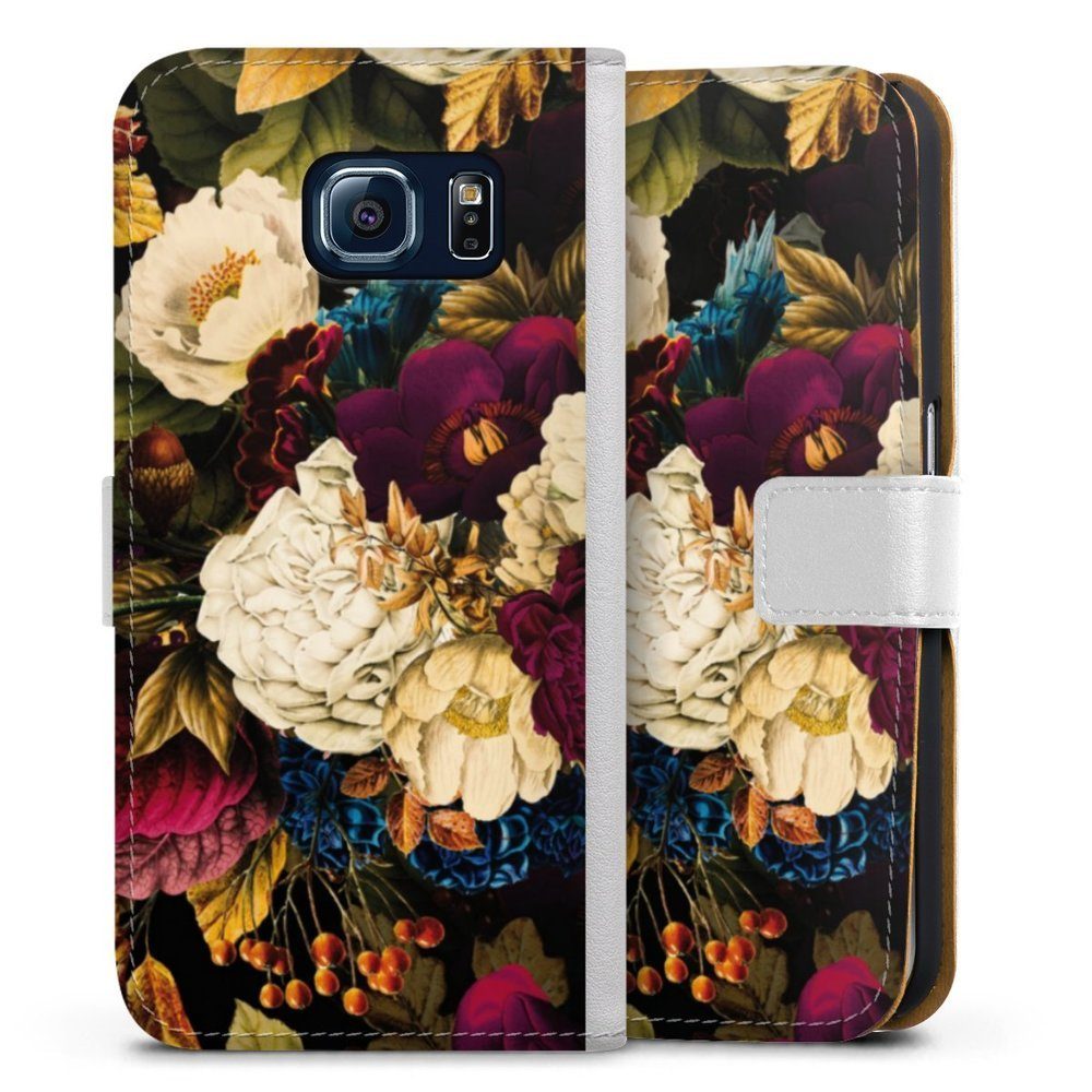 DeinDesign Handyhülle Vintage Blumen Muster Dark Vintage Flowers, Samsung  Galaxy S6 Hülle Handy Flip Case Wallet Cover Handytasche Leder