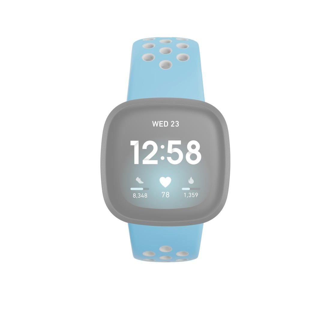(2), Smartwatch-Armband Ersatzarmband 22 für Hama cm/21 hellblau 3/4/Sense cm Silikon, Versa Fitbit
