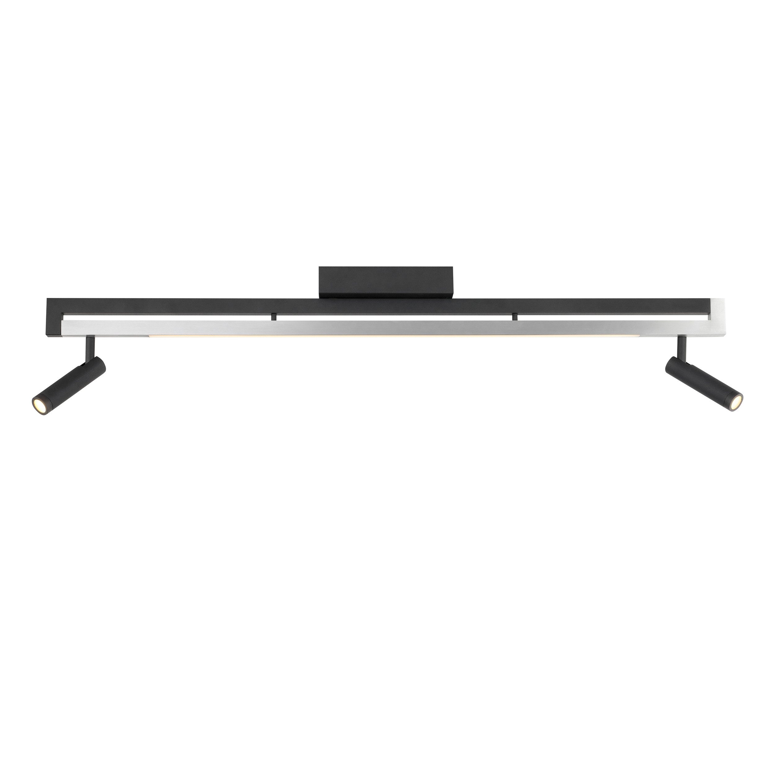 lumiCouture LED Deckenstrahler Pulse, Memoryfunktion, mehrere Helligkeitsstufen, LED fest integriert, Warmweiß, 100 x 7 x 22 cm, 3300lm, 2700K, dimmbar, schwarz/gebürstetes Aluminium