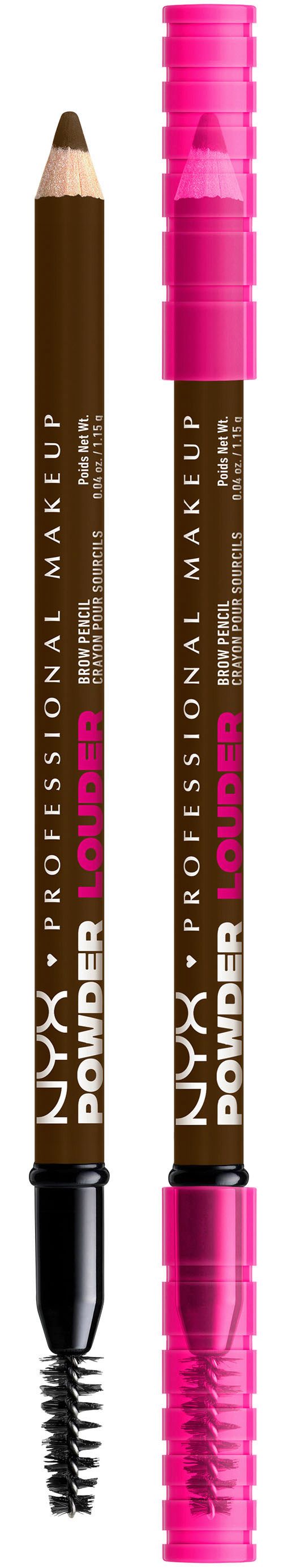 NYX PROFESSIONAL MAKEUP Augenbrauenpflege POWDER LOUDER BROW PENCIL, verleiht sowohl verdichtete als auch voller aussehende Augenbrauen