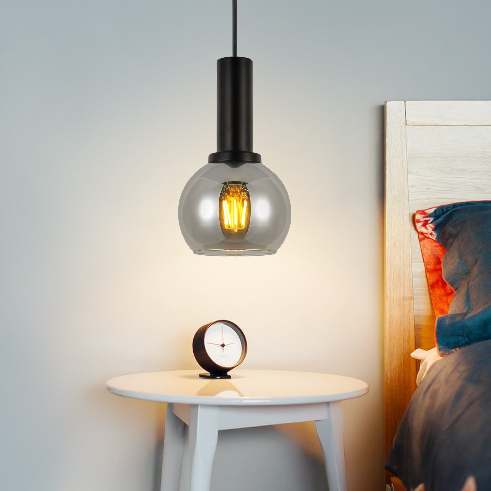Nettlife Pendelleuchte Vintage Esstisch Glas Schwarz Industrial E27 Wohnzimmer, Höhenverstellbar, LED wechselbar, Esstischlampe für Wohnzimmer Küche