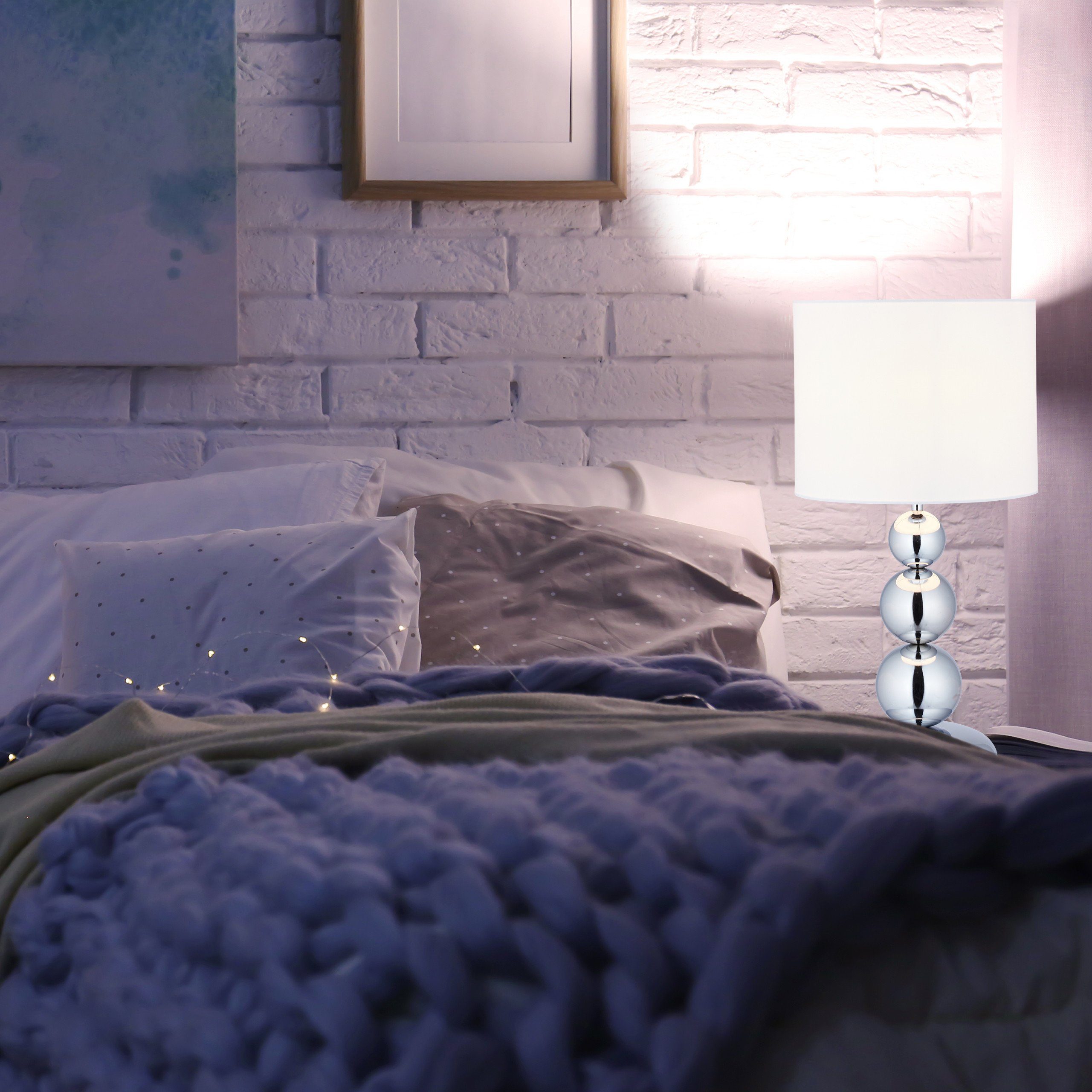 relaxdays Tischleuchte Tischlampe Kugeln in Silber, Indirekte, stimmungsvolle Beleuchtung, E27-Fassung (max. 40 W), Leuchtmittel nicht inklusive – Bild 5 von 5