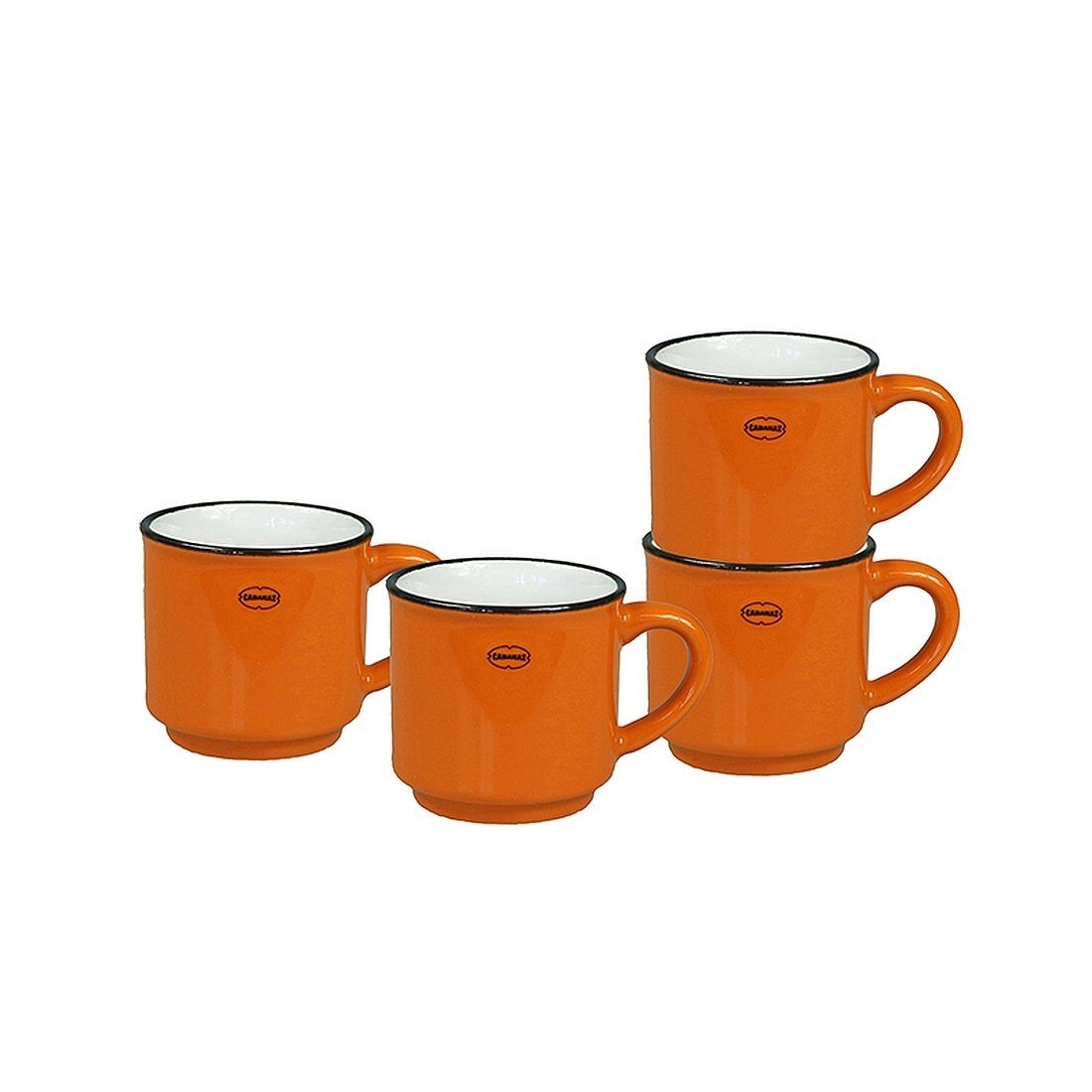 Capventure Tasse Espressotasse Espresso Mocca Tasse stapelbar 4'er Set Cabanaz orange, Material: Keramik