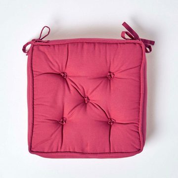 Homescapes Sitzkissen Sitzkissen rot – Sitzerhöhung/Stuhlkissen 40 x 40 cm mit Baumwollbezug