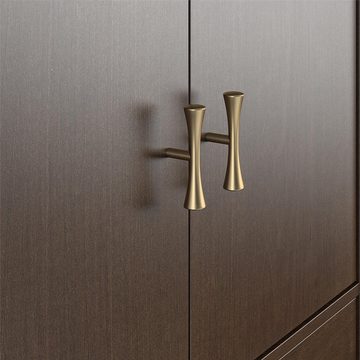 loft24 Mehrzweckschrank Brittany Hochschrank, 2 Türen, 3 Schubladen, Walnuss-Optik, Höhe 152,5 cm