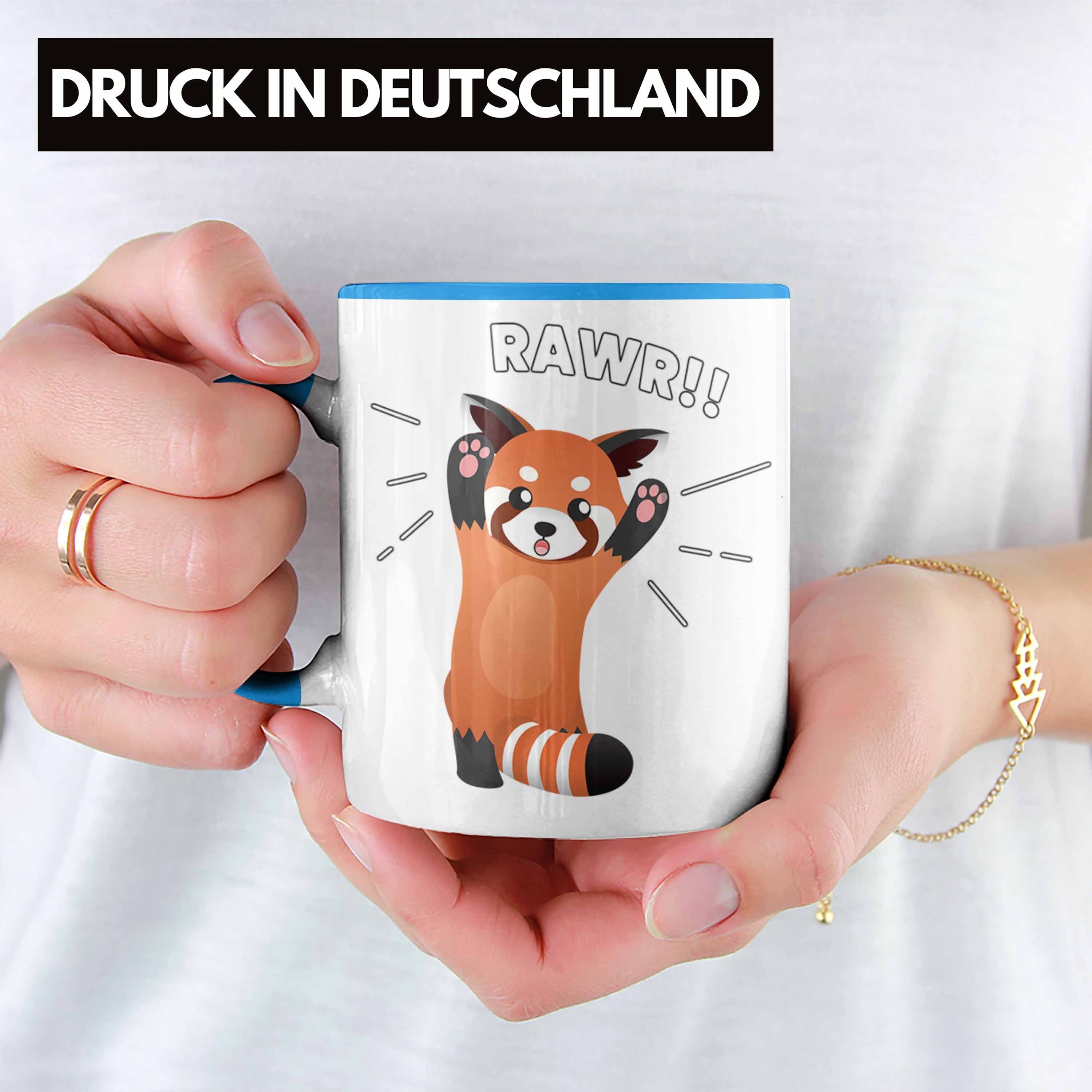 Jungs Grafik Tasse Trendation Tasse Rawr Kinder Lustige für Mädchen Trendation Geschenkidee Blau Roter Panda -