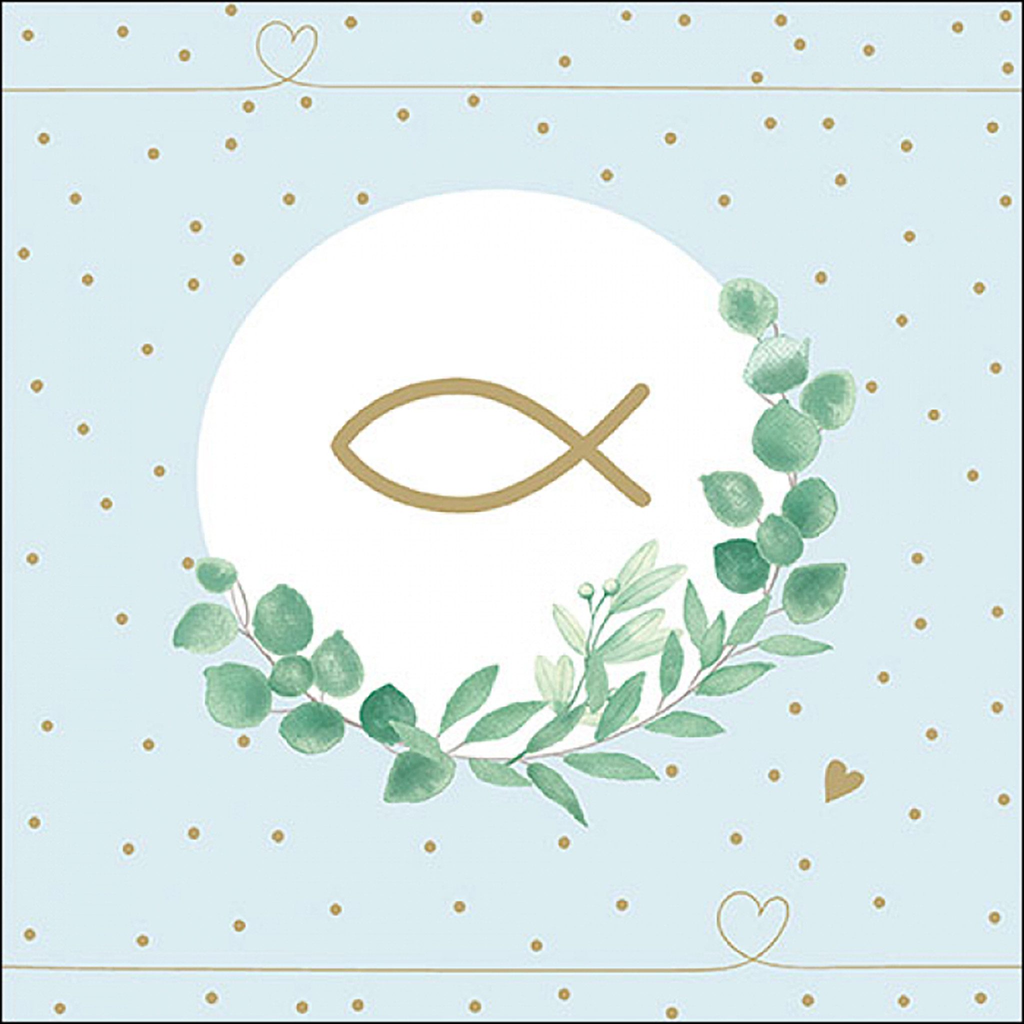 Ambiente Luxury Paper Products Papierserviette, Салфетки Papier 33x33cm 3-lagig mit Fischsymbol & Eukalyptus 20 Stk.
