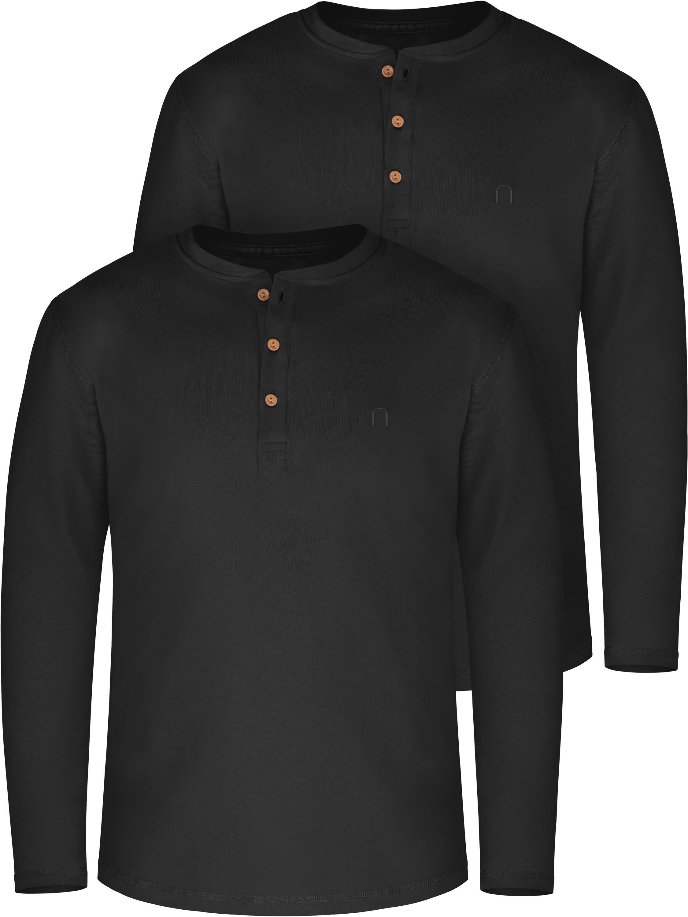 Langarmshirt 2er Set Herren Langarm Shirts aus Bio-Baumwolle